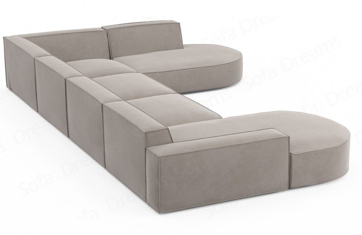 Sofa Dreams Wohnlandschaft Designer Stoff Couch Form Beige-Mo02 Sofa Modern Stoffsofa Alegranza U
