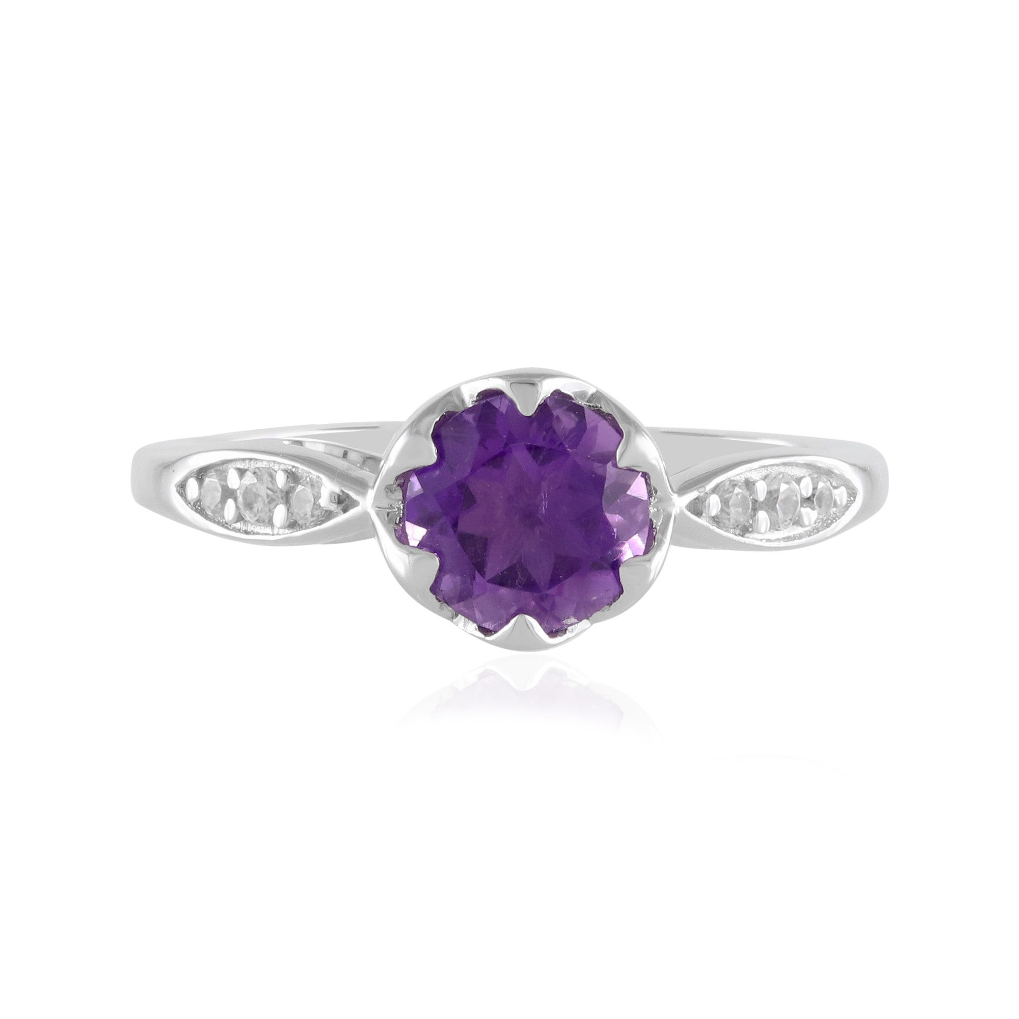 Cavill Silberring Cavill Amethystring 0,65 ct Sterlingsilber 925 platiniert mit Zirkon (1-tlg)