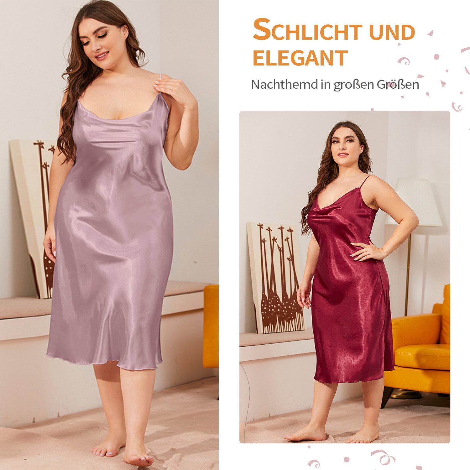 Refttenw Pyjama Nachthemd für Damen in großen Größen,Einstellbar Nachtkleid günstig online kaufen