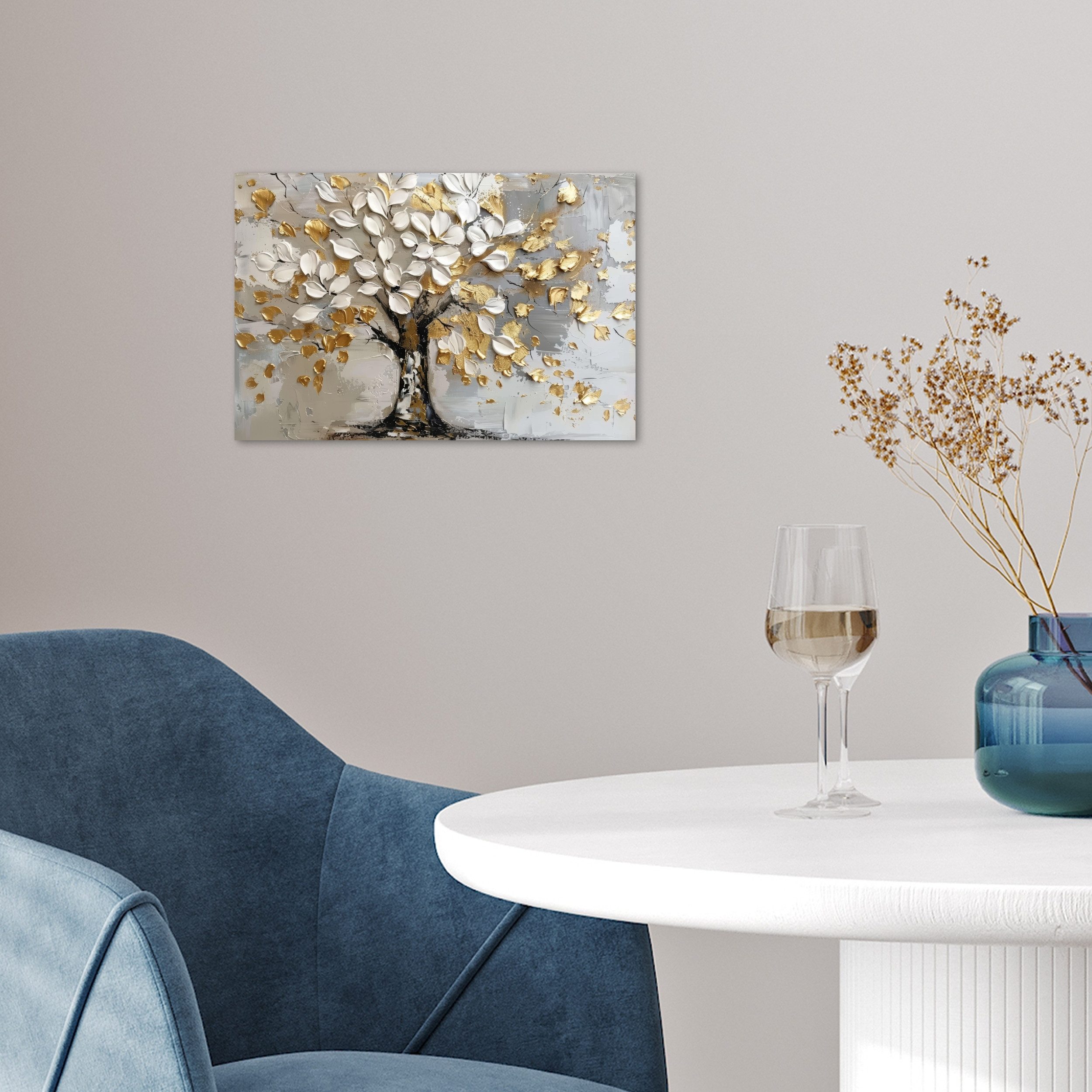 MuchoWow Poster Baum - Beige - Grau - Gold - Abstrakt, (1 St), Poster ohne Rahmen, Wandbild, Wandposter, 30x20 cm – Bild 5 von 5
