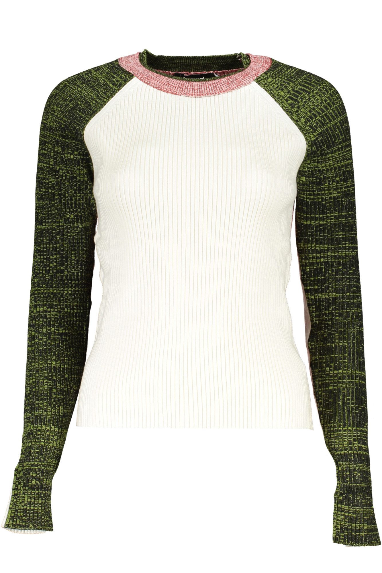 Desigual Strickpullover Weißer Damenpullover mit Rundhals und kontrastierenden Details
