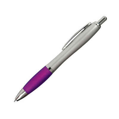 Livepac Office Kugelschreiber 20 Kugelschreiber / mit satiniertem Gehäuse / Farbe: silber-lila