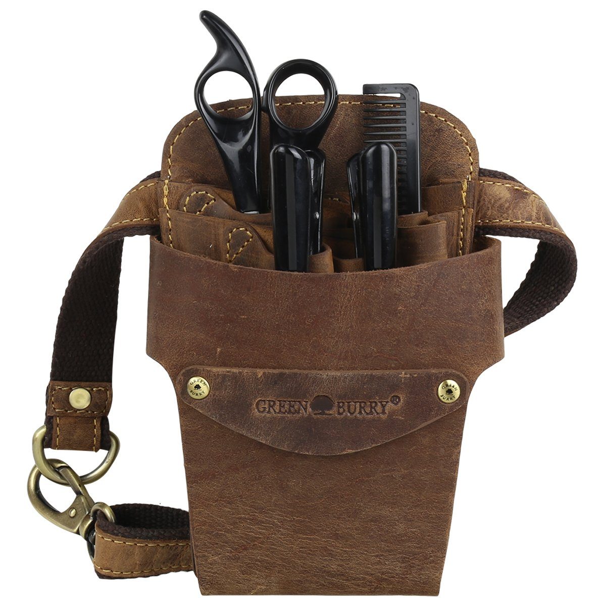 Greenburry Brustbeutel Vintage Leder Friseurtasche Scherentasche günstig online kaufen