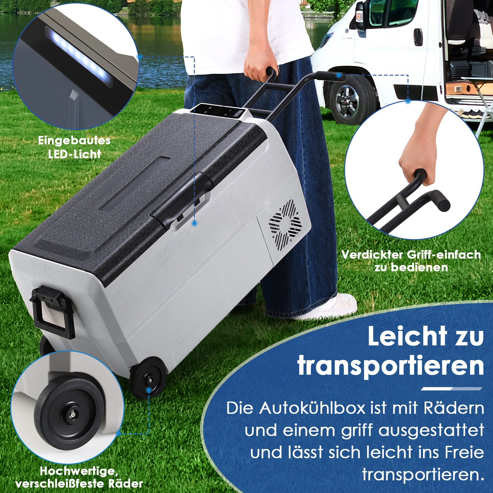 TLGREEN Kühlbox Kompressor Kühlbox 32L, bis -20℃, Zweizonen-Temperaturregelung, 32 l, MAX/ECO Modus, DC 12/24V, Camping Kühlschrank,Kühlbox Auto – Bild 5 von 5