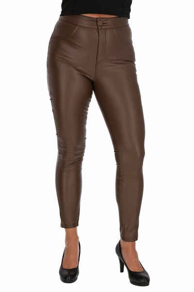 cofi1453 Leggings Leggings Lederhose Jeggings Leather Damen Hose Businesshose Eleganz