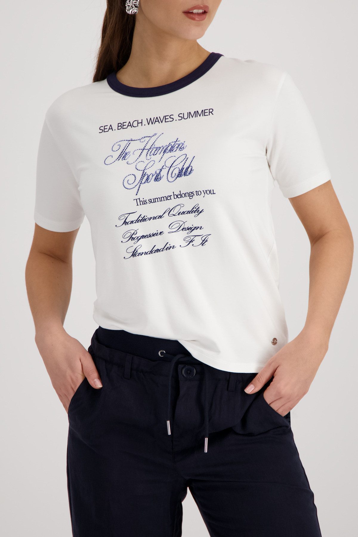 Monari T-Shirt Regular fit mit Strassschrift