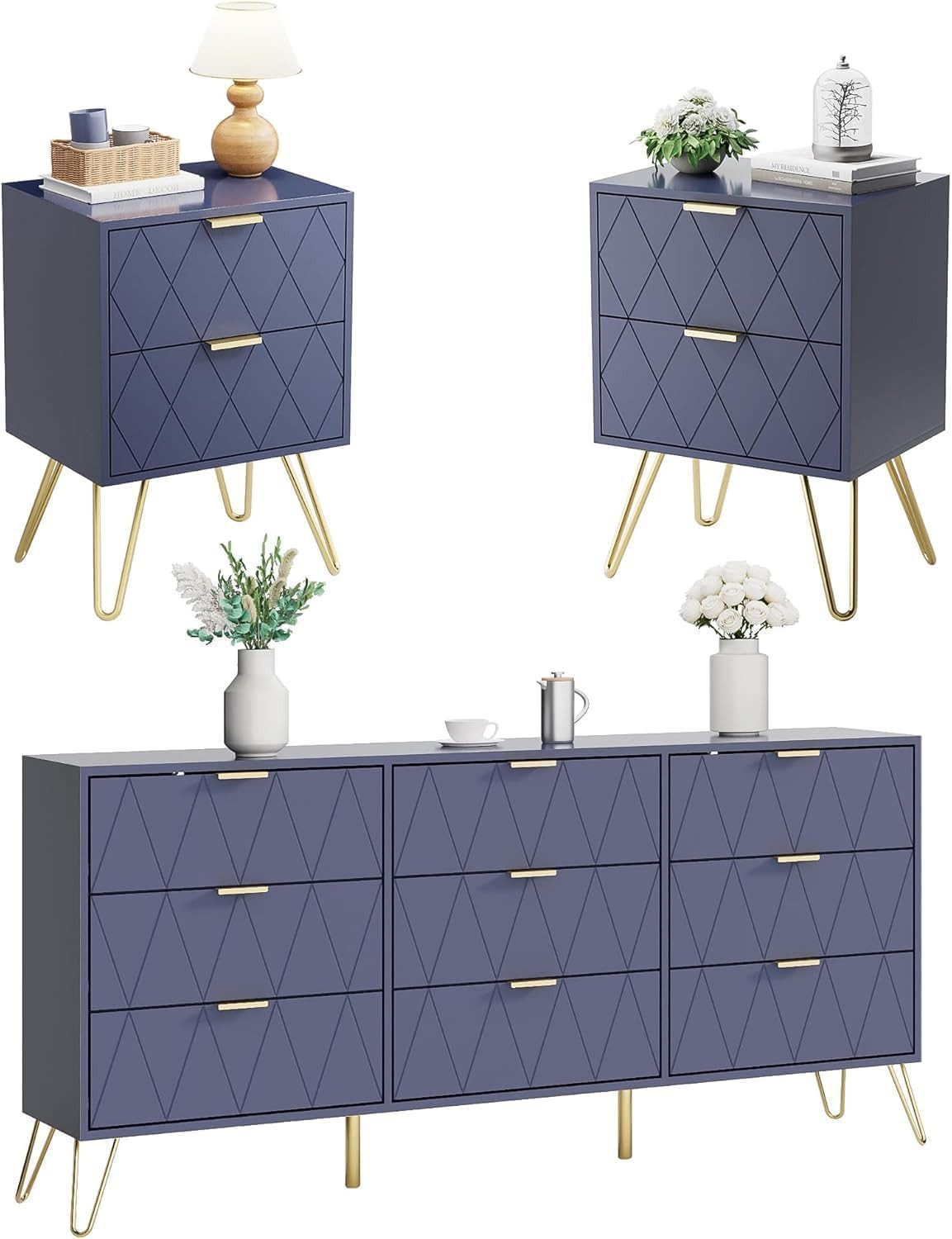 UEV Schlafzimmer-Set 3er-Set Schlafzimmermöbel, Möbelset im skandinavischen günstig online kaufen