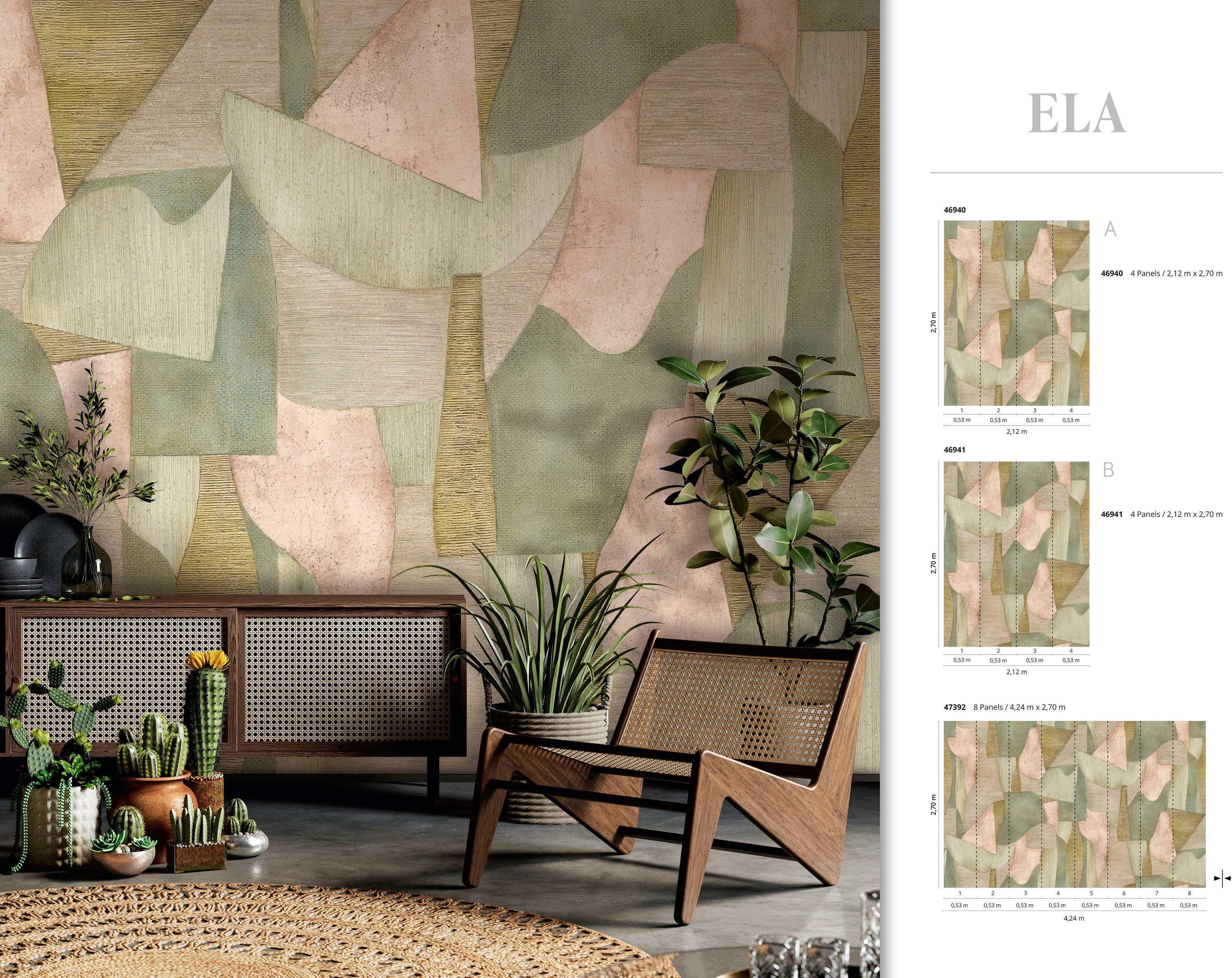 Marburg Fototapete Ela, glatt, moderne Vliestapete matt, für Schlafzimmer grün Wohnzimmer Küche