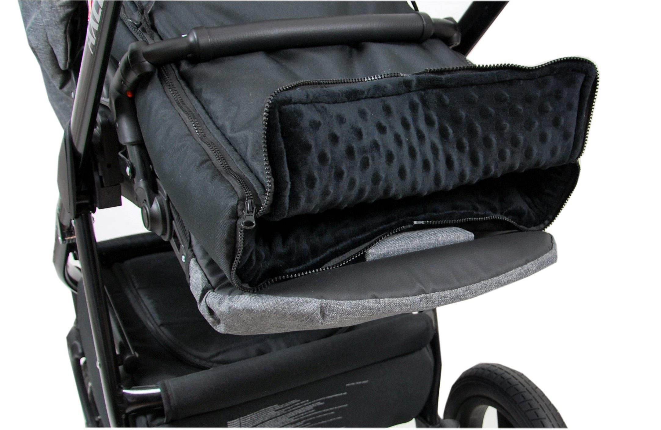 BabyLux Fußsack BABYLUX Fußsack MINKY Kinderwagen Buggy Fleece Babyschale Thermo, Schwarz + Schwarz 3tlg + Muff – Bild 5 von 5