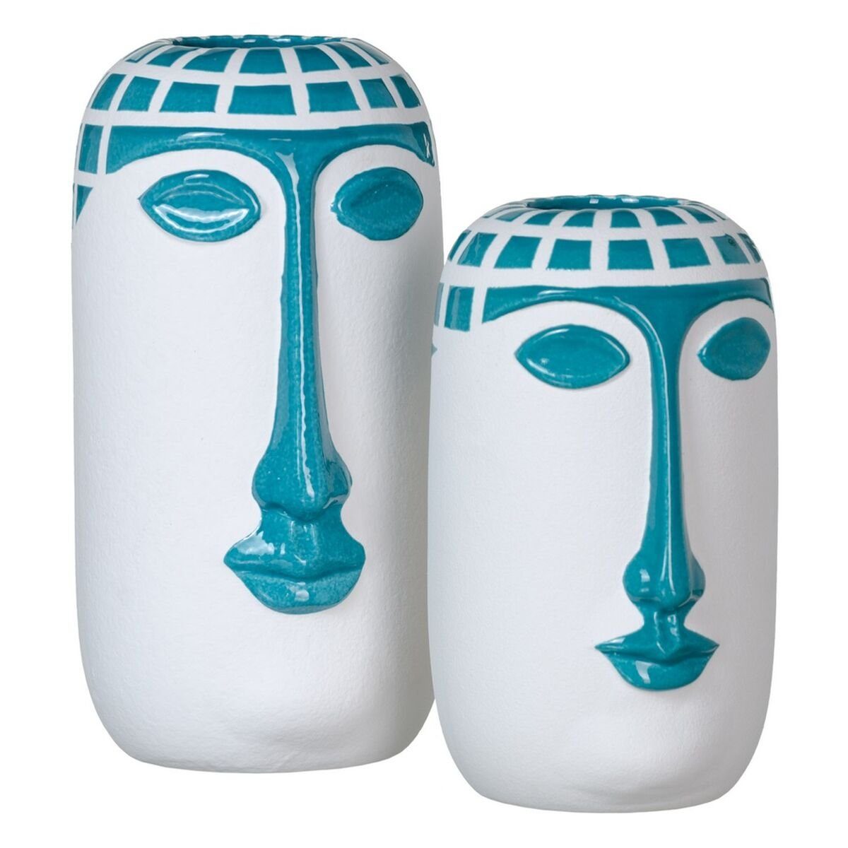 Bigbuy Dekovase cm Blau Vase 14,5 13 24,5 aus Keramik Weiß x x