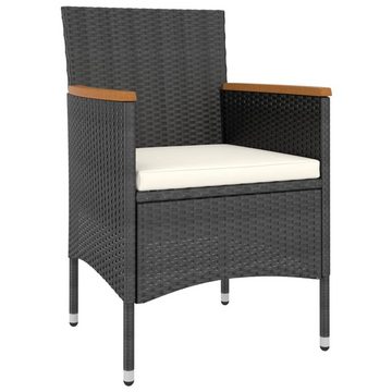 vidaXL Garten-Essgruppe 5-tlg Garten-Bistro-Set Polyrattan und Hartglas Schwarz