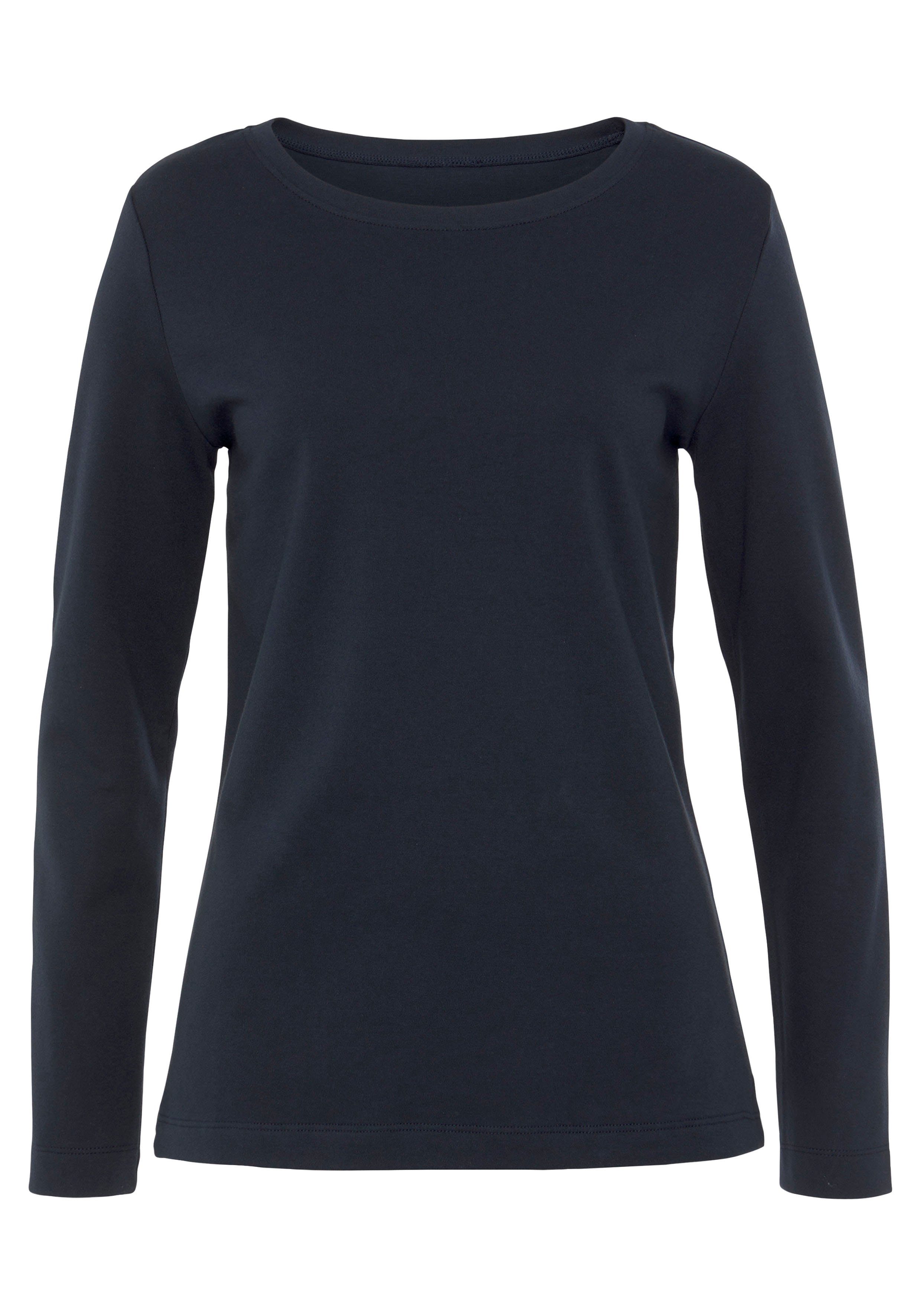 Vivance Langarmshirt aus reiner Baumwolle (2er-Pack) aus luftiger Interlock-Qualität
