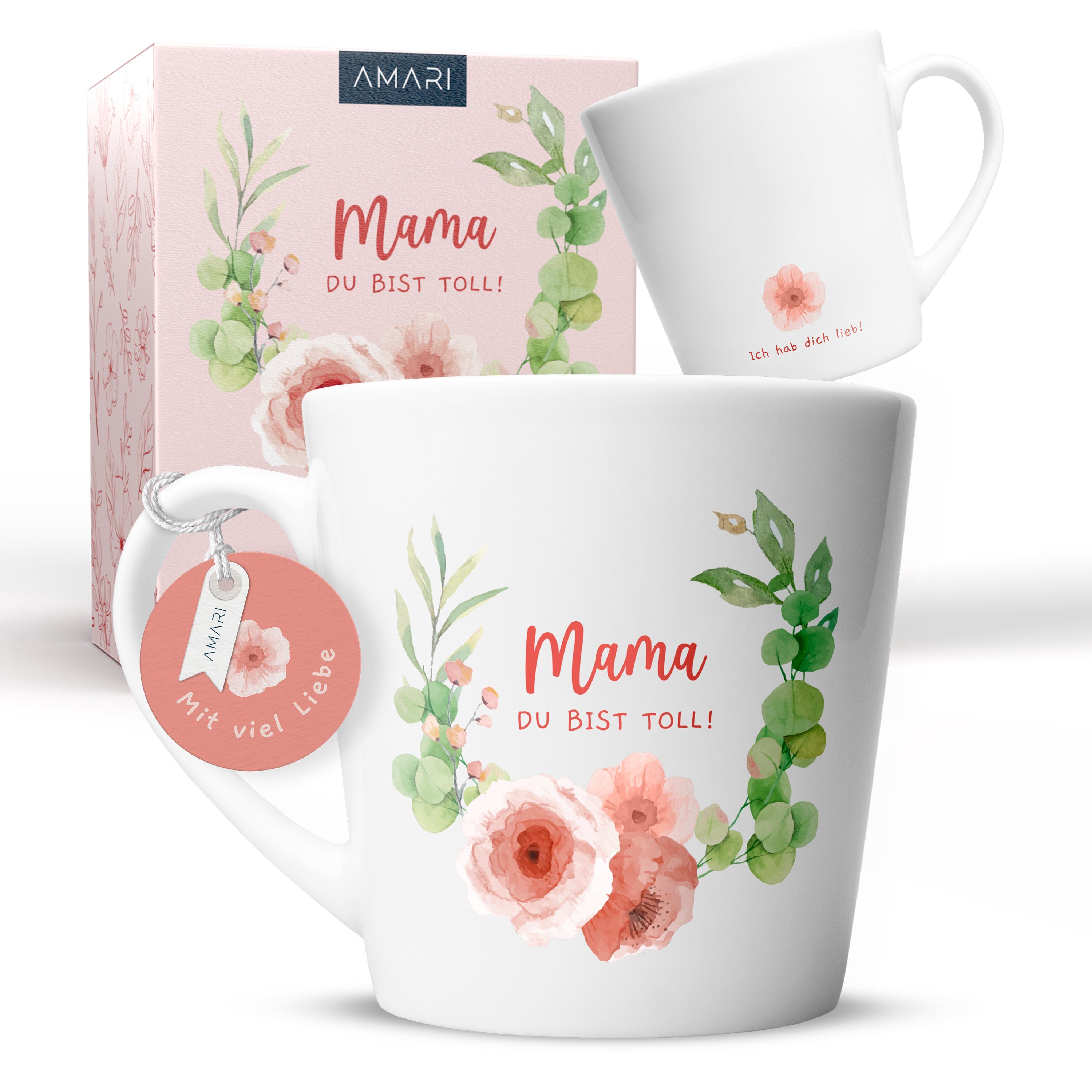 Amari Tasse für die Beste Mama Geschenk hochwertige Goldveredelung, Muttertag, Kaffeetasse, Teetasse, Bürotasse, 330 ml