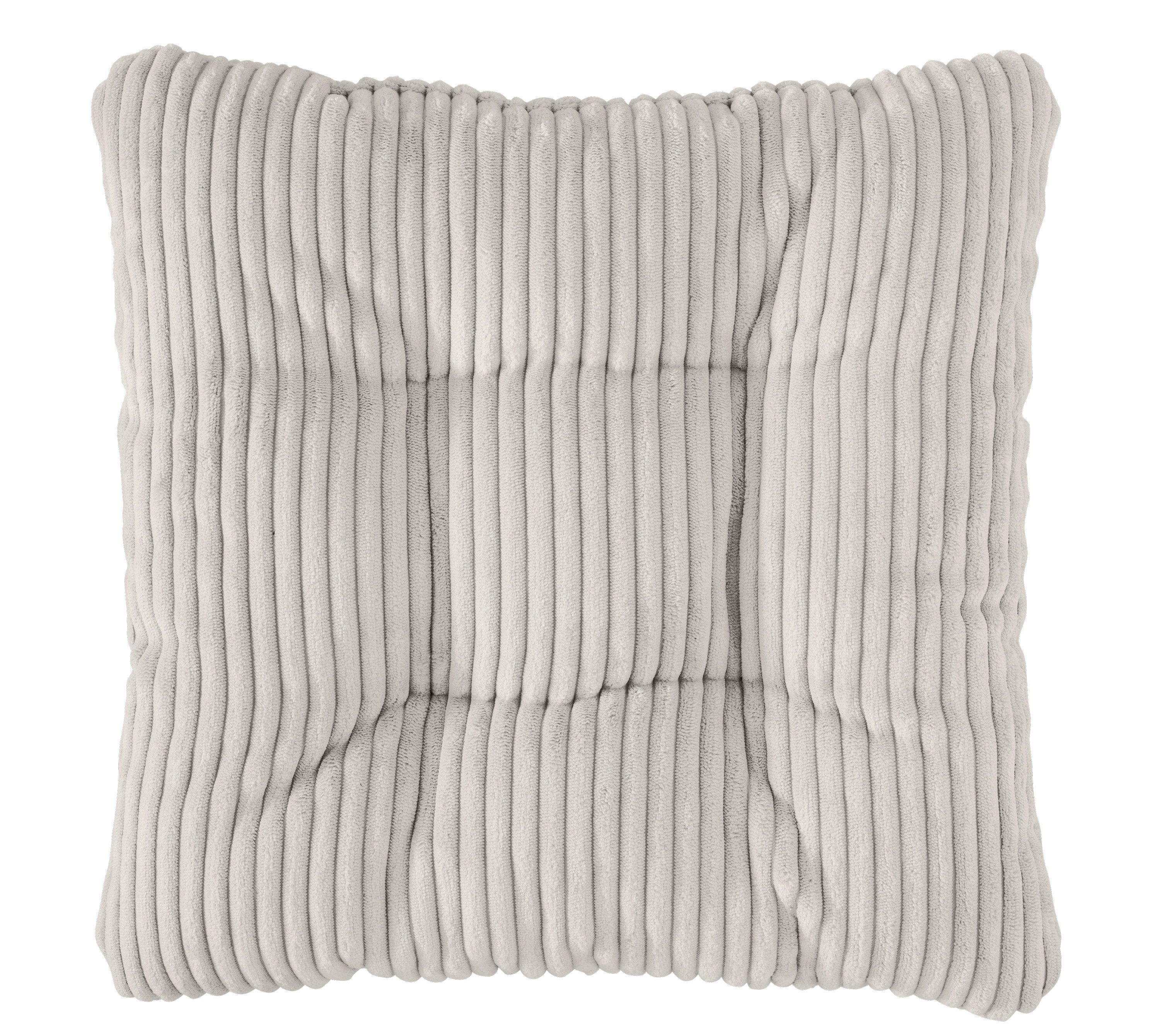sleepling Sitzkissen in Cord-Optik, Stuhlkissen, Zierkissen, Dekokissen, aus weichem Möbelstoff, abriebfest, anschmiegsam, wendbar, 38 x 38 cm