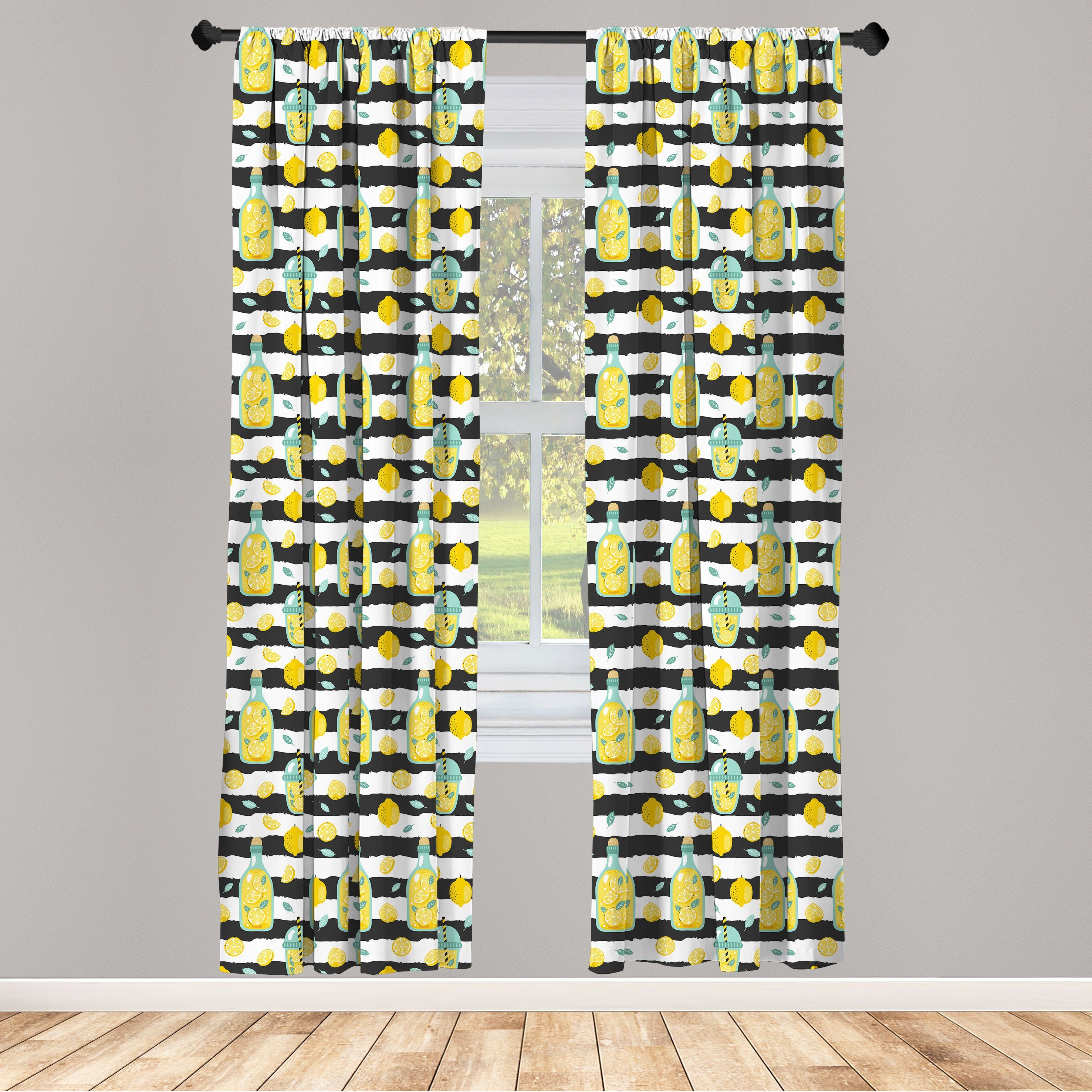 Gardine Vorhang für Wohnzimmer und Flasche in Microfaser, Cup Limonade Schlafzimmer Dekor, Trinken Abakuhaus