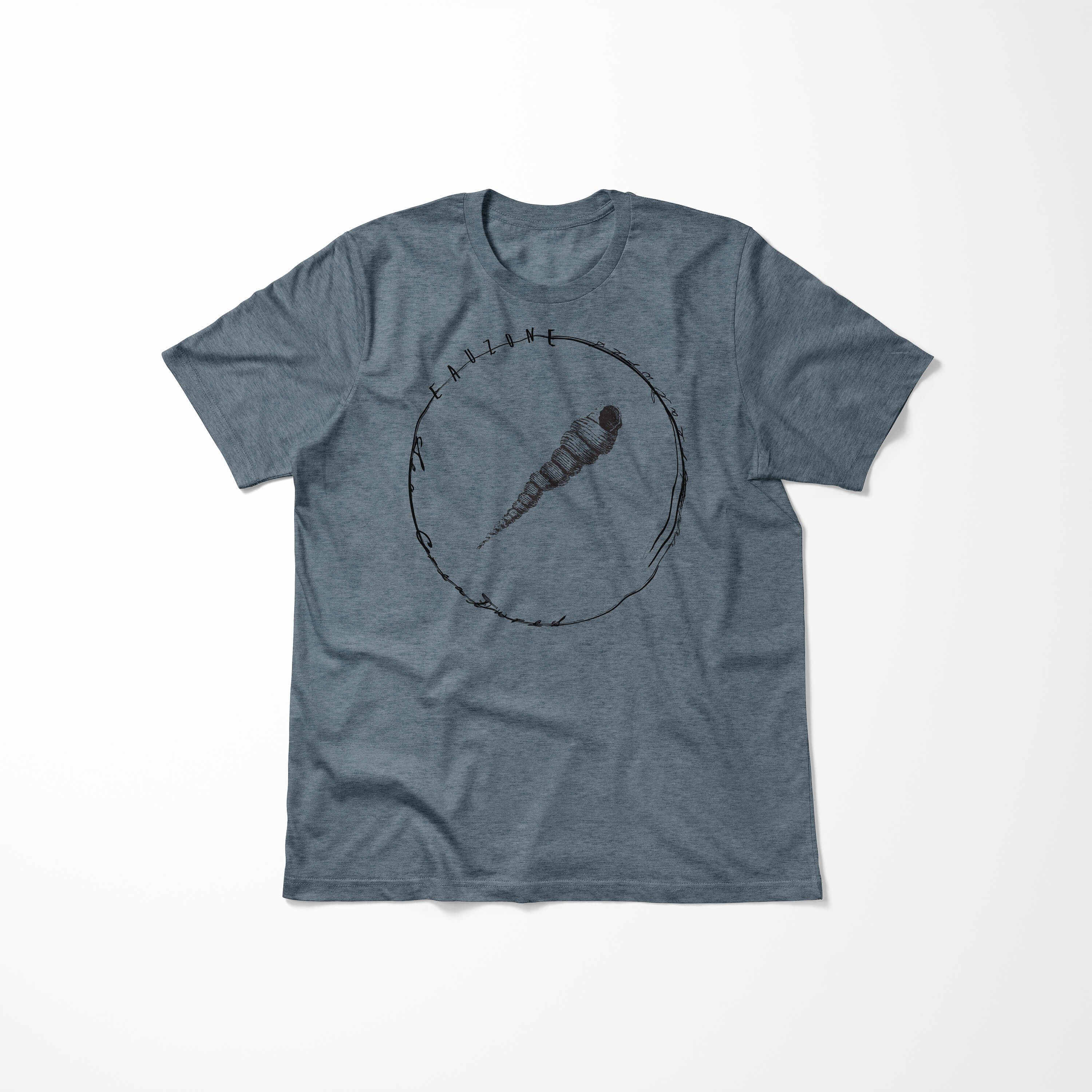Sea T-Shirt Struktur Tiefsee / T-Shirt und Sinus Fische Schnitt feine Sea Indigo Serie: 011 Art - Creatures, sportlicher