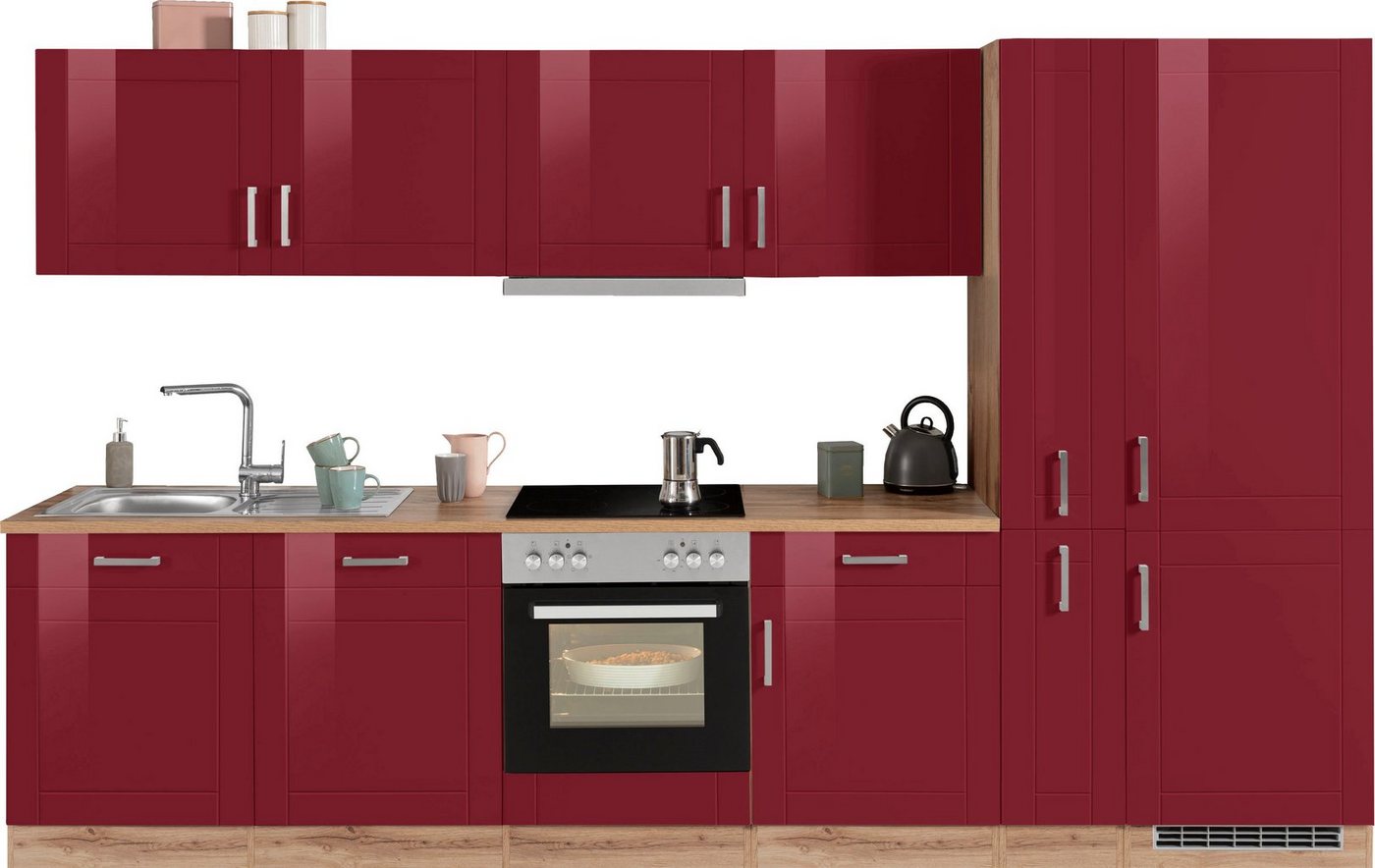 HELD MÖBEL Küchenzeile Tinnum, mit E-Geräten, Breite 330 cm rot