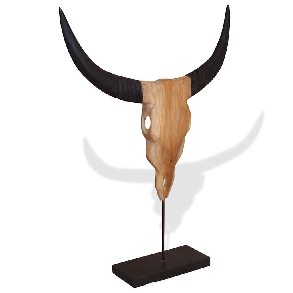 vidaXL Dekoobjekt Dekoration Stierkopf Skulptur Teak 66x15x88 cm