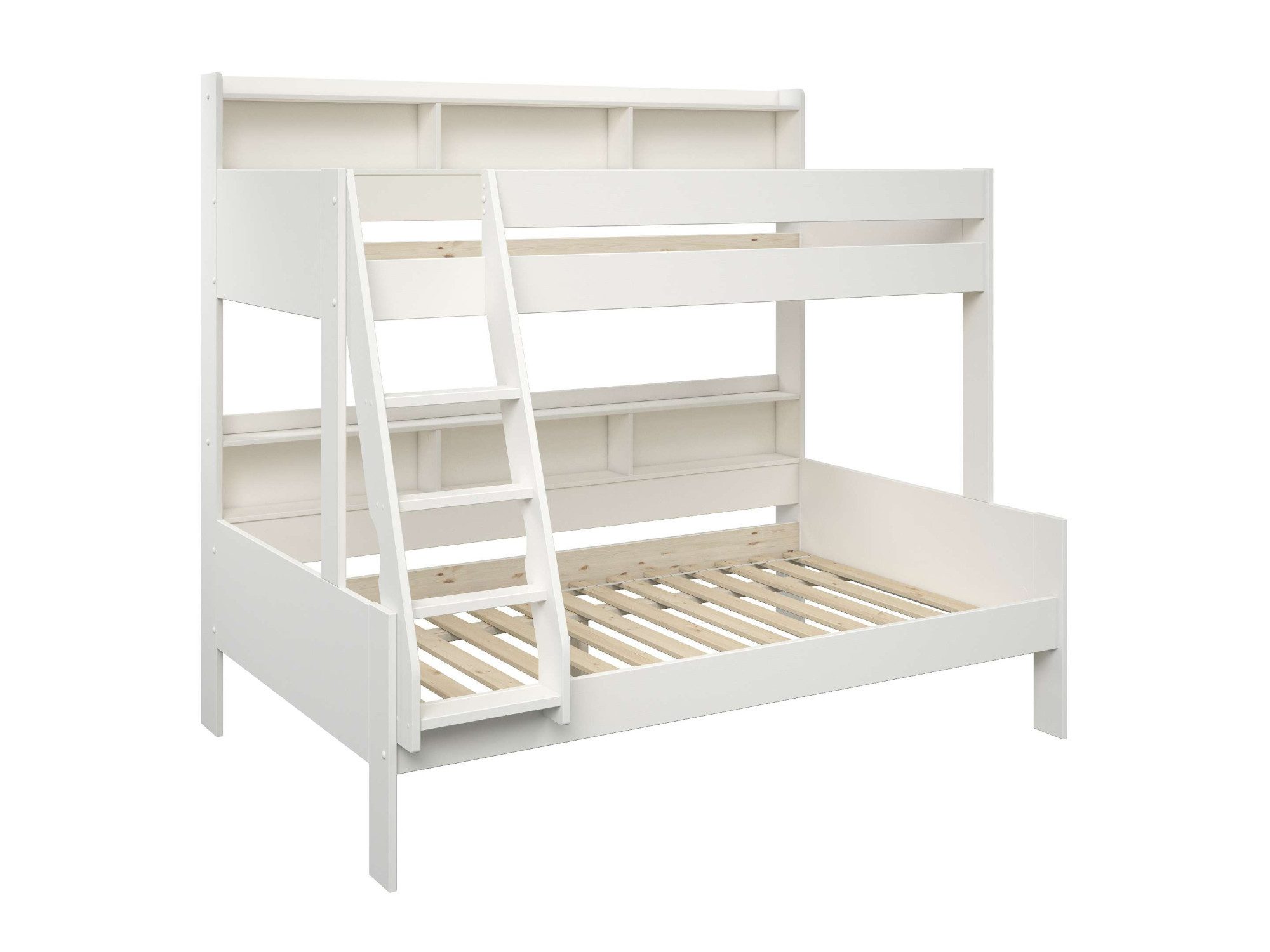 Lüttenhütt Jaime II bunk bed, bunk bed, plenty of storage space, with shelves, solid wood with MDF (upper bed 90x200cm, lower bed 120x200cm), wide sleeping area on the lower bed, FSC® certified, Made in the EU, 3rd sleeping space optional