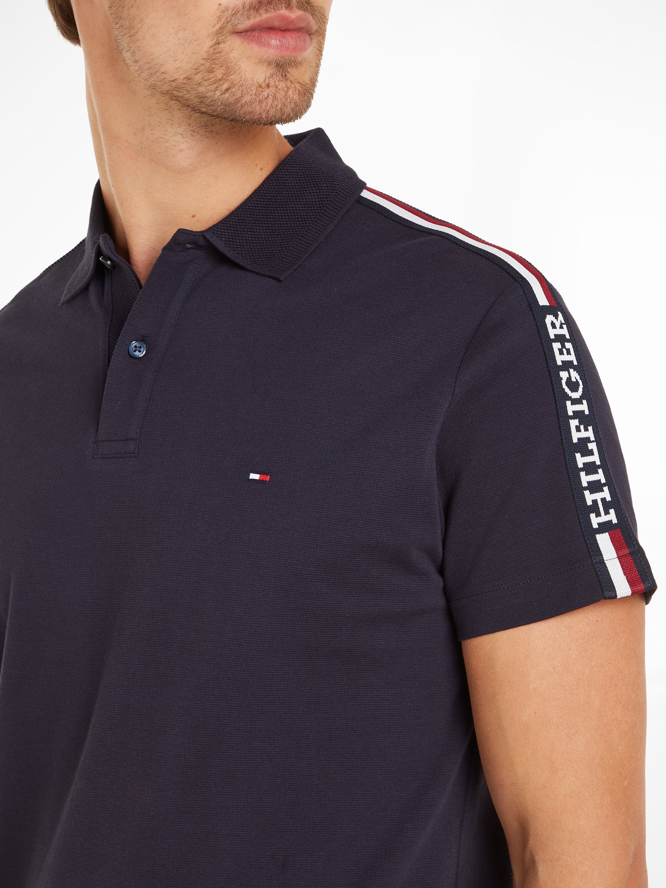 Poloshirt Tommy Desert mit STRIPE Hilfiger Sky Logostickerei REG MONOTYPE GLOBAL POLO