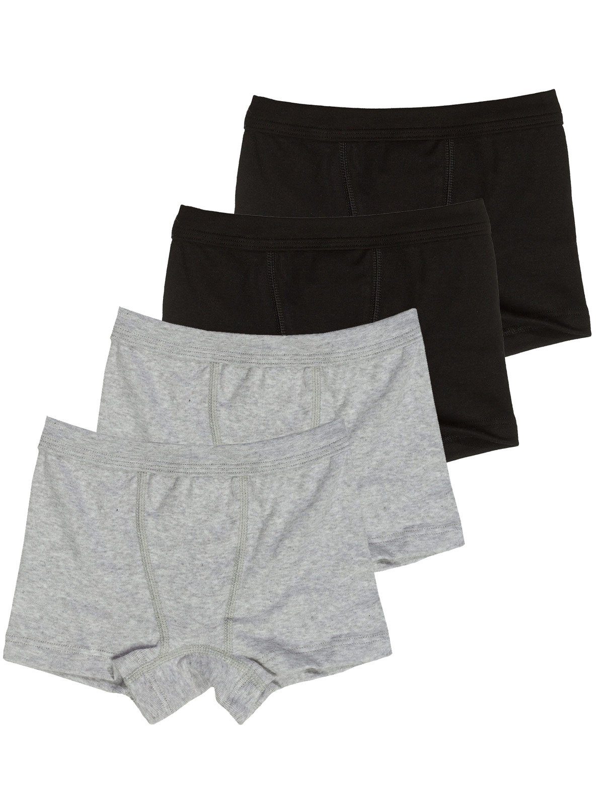 Sweety for Knaben 4-St) Feinripp stahlgrau-melange 4er gerader Beinausschnitt Shorts Retro Kids Sparpack schwarz (Spar-Set, Boxershorts