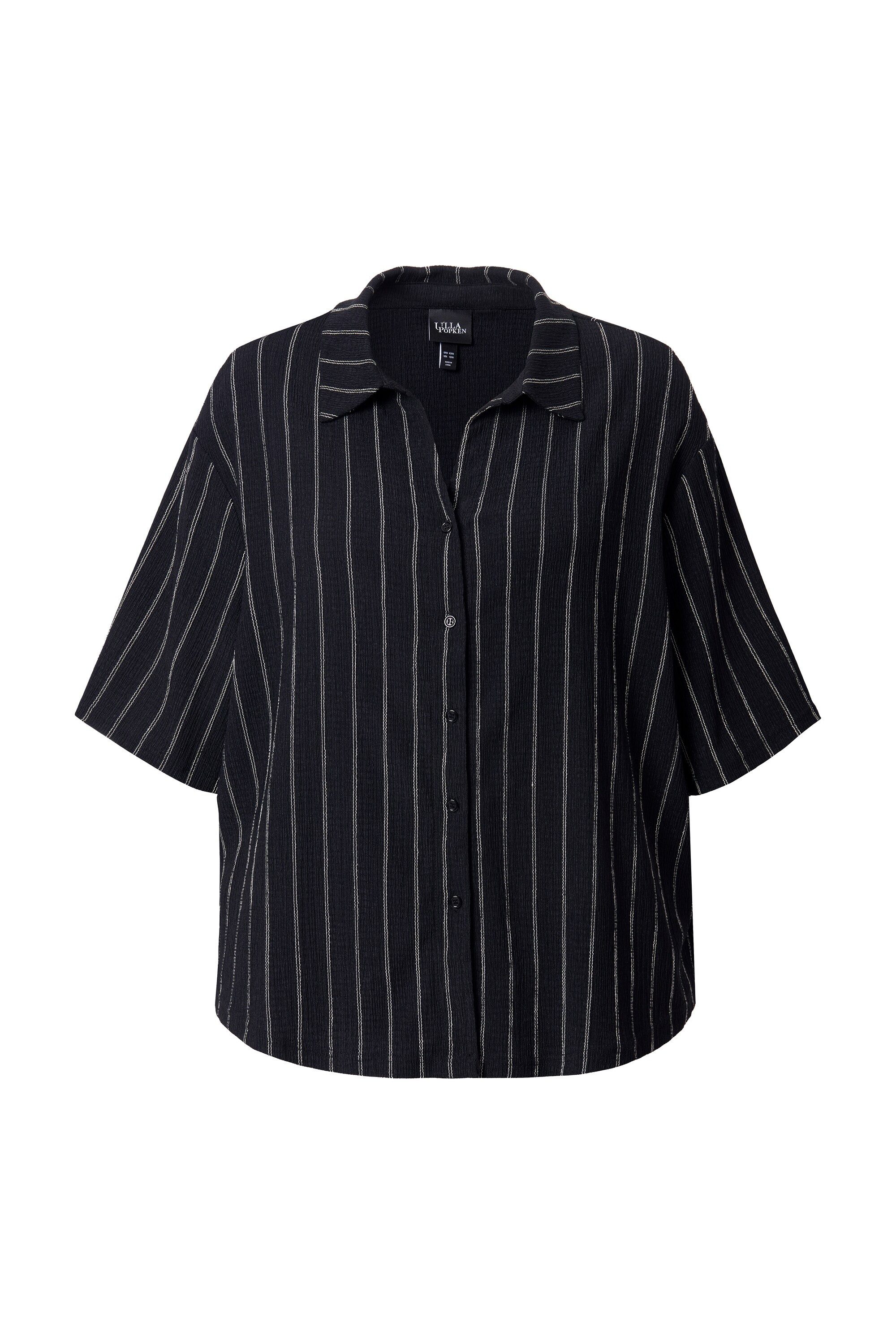 Ulla Popken Hemdbluse Jerseybluse Streifen Hemdkragen günstig online kaufen