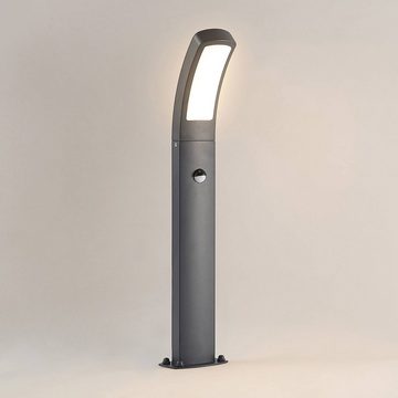 Lindby Sockelleuchte Moshe, LED-Leuchtmittel fest verbaut, warmweiß, Modern, Aluminium, Kunststoff, dunkelgrau (RAL 7016), 1 flammig, inkl.