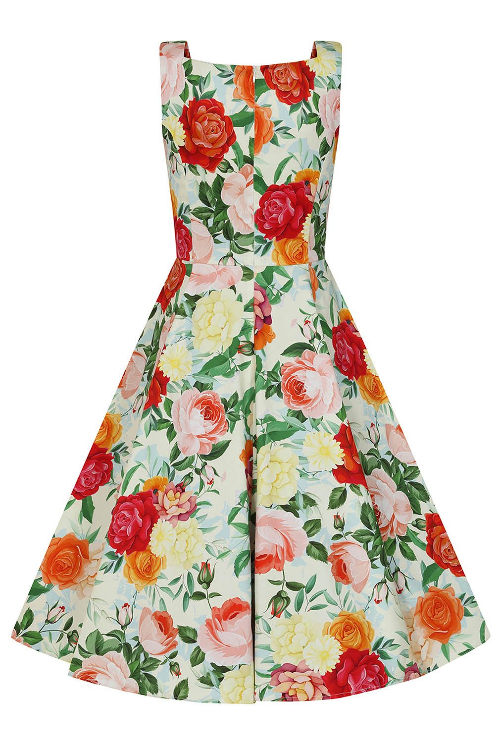 Hearts & Roses London A-Linien-Kleid Golden Peony Blumen Floral Vintage Retro 50er