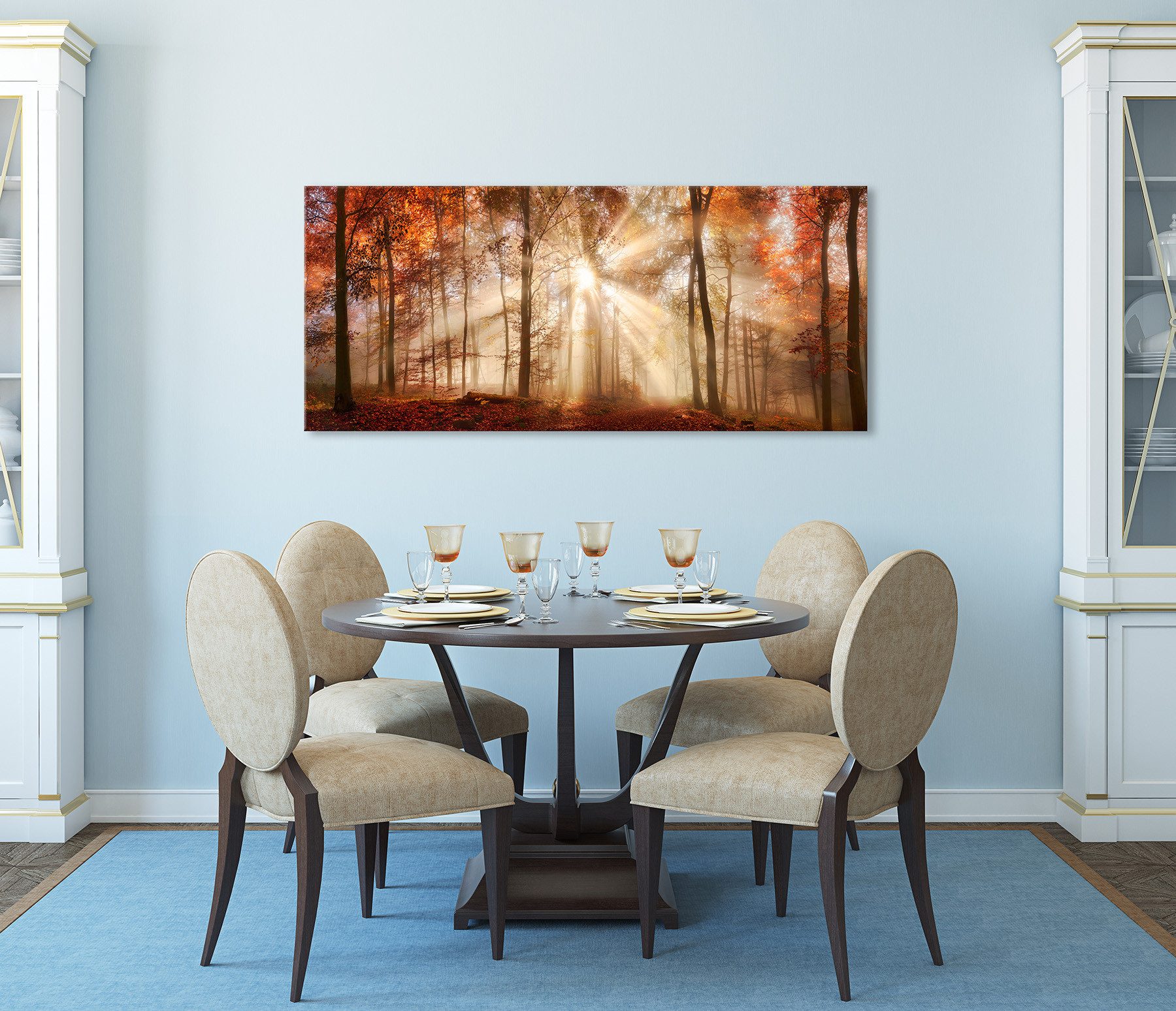 Bönninghoff Leinwandbild Wandbild HERBSTWALD XXL 60x140 cm – Leinwandbild Keilrahmen Deko, Wald (1 St), auf Keilrahmen gespannt – Bild 5 von 5