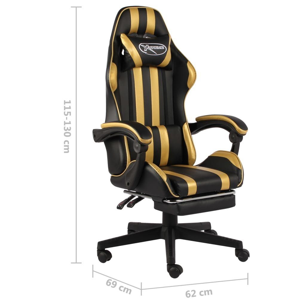 Gold Schwarz und Bürostuhl Gold Kunstleder (1 mit vidaXL St) Golden Gaming-Stuhl | Fußstütze
