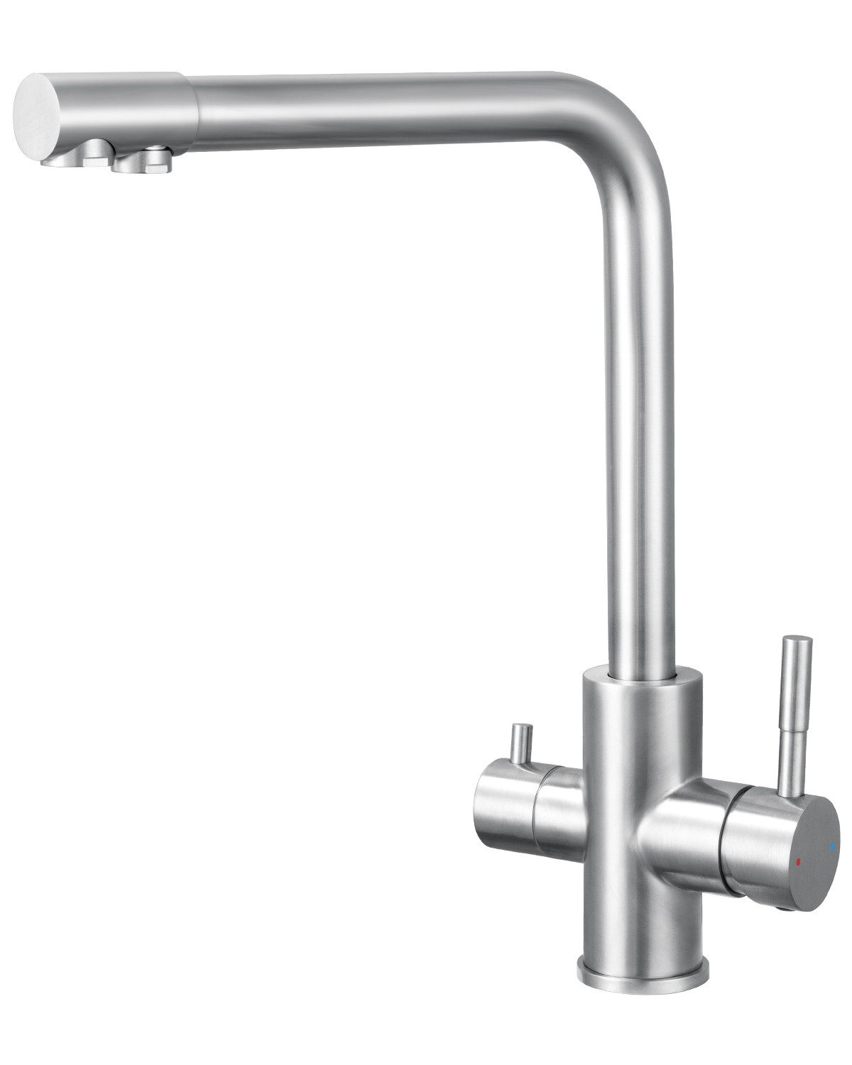 Sofetiy max Küchenarmatur 3 Wege Wasserhahn Küche Spültischarmatur 360° Drehbar Edelstahl Mit 2 Hebel Osmoseanlage Wasserfilter Trinkwasserhahn