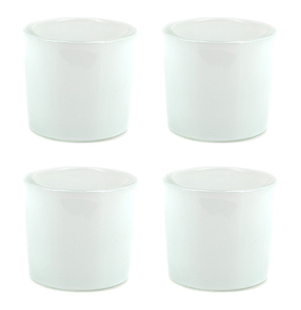 Creativery Teelichthalter, Teelichthalter Glas 6,5x6cm weiß matt 4er Set