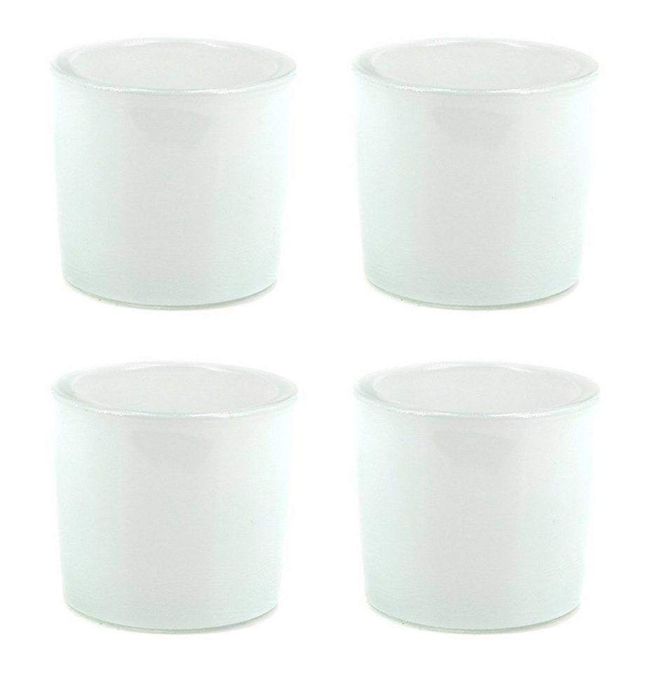 Creativery Teelichthalter, Teelichthalter Glas 6,5x6cm weiß matt 4er Set