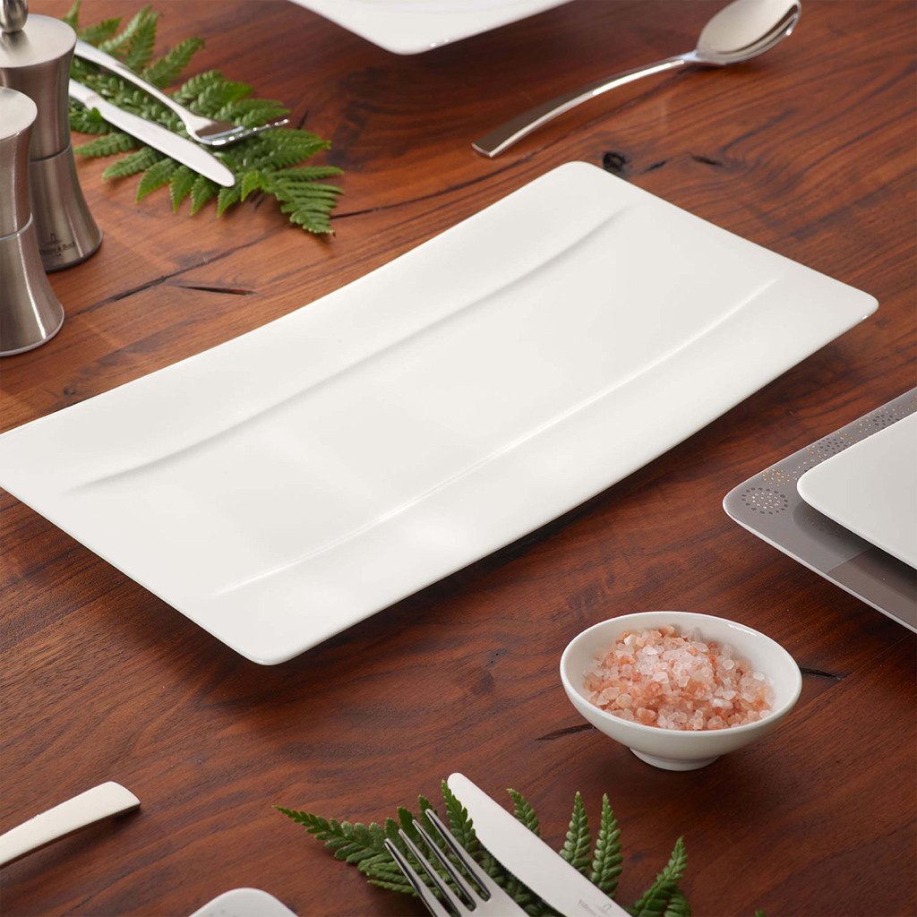Villeroy & Boch Signature Servierplatte Modern Grace Servierteller 35x18cm, Porzellan, (1-tlg), Premium Bone Porcelain, mikrow.- & spülm.sicher, Made in Germany