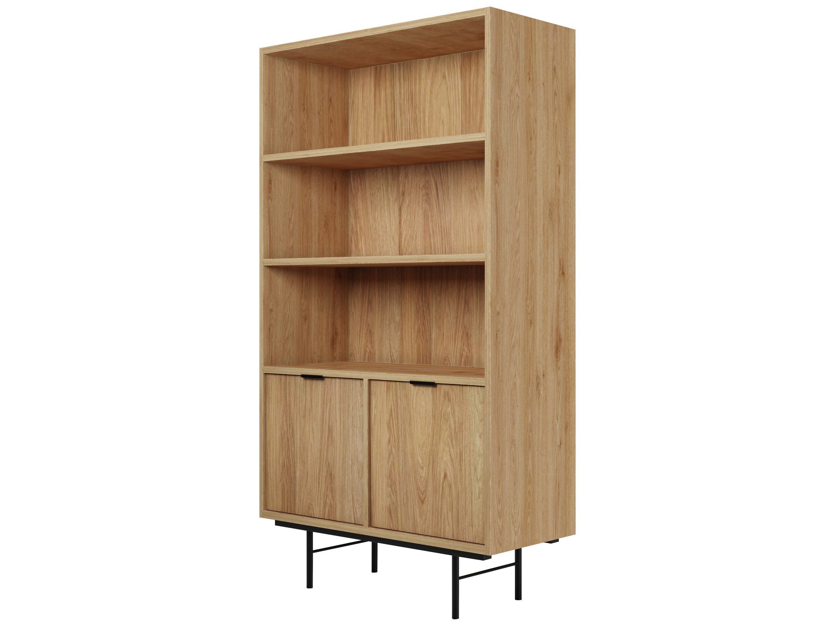 Beautysofa Bücherregal Evron mit 4 offene Regalböden und 2 Unterschränke, hohe Metallbeine, Breite: 90 cm – Bild 4 von 5