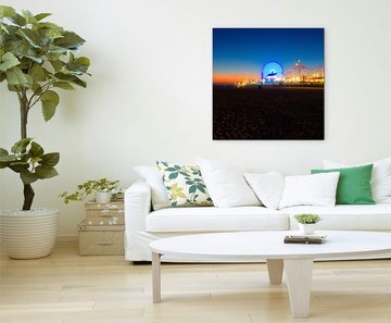 Sinus Art Leinwandbild Landschaftsfotografie – Riesenrad bei Nacht, Santa Monica, LA, USA auf Leinwand