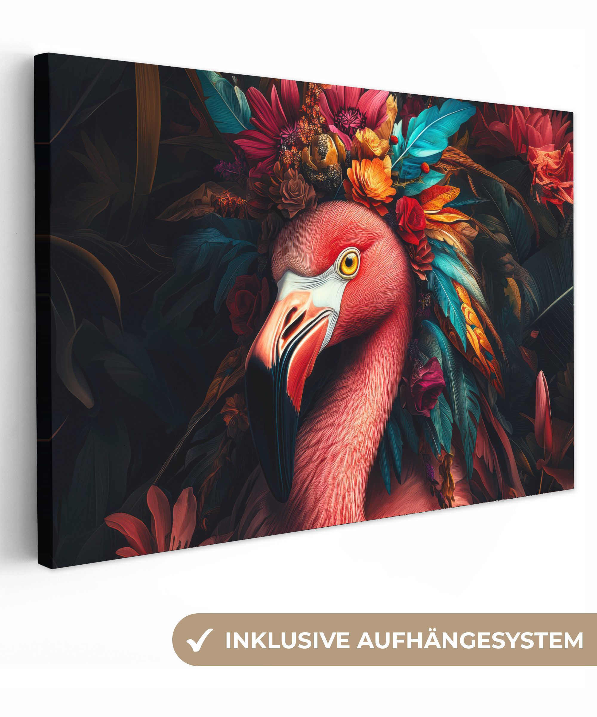 OneMillionCanvasses® Leinwandbild Flamingo - Farbenfroh - günstig online kaufen