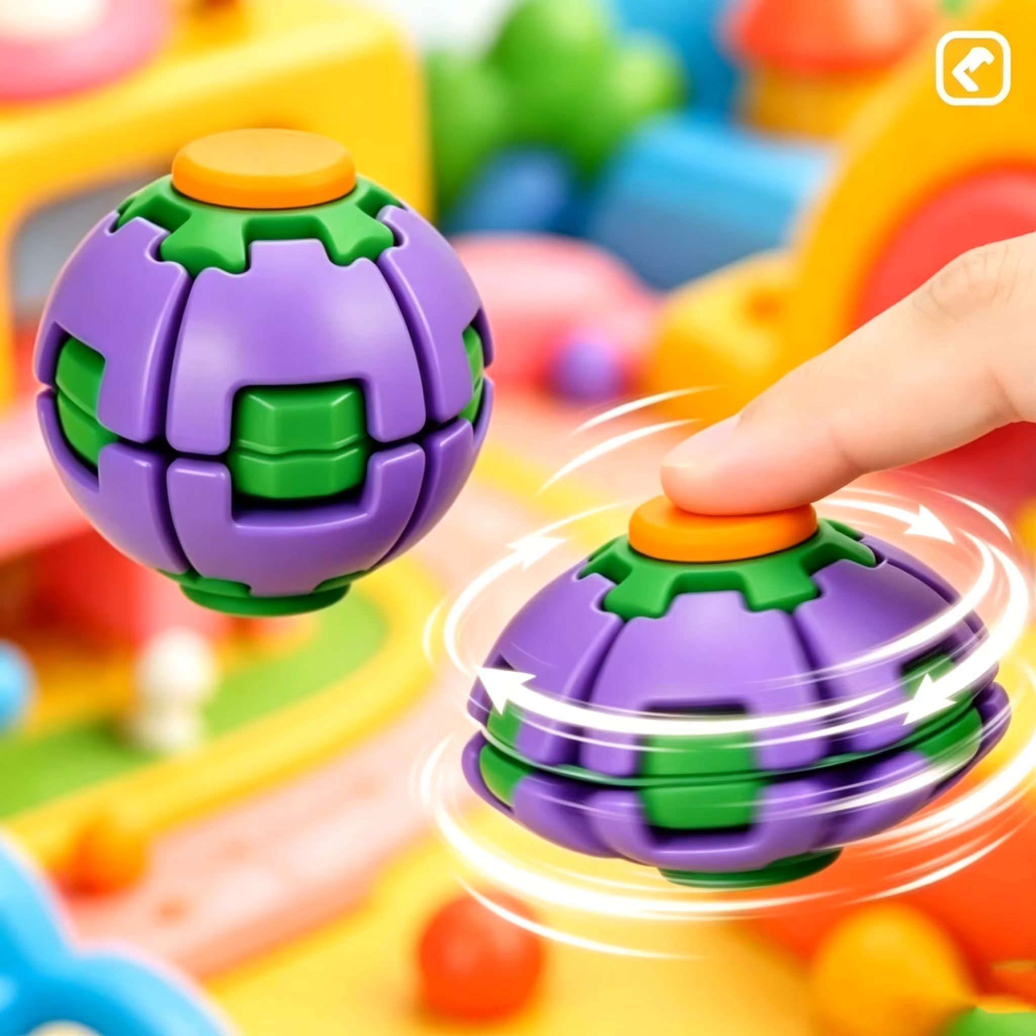OLi Fidget Spinner Press-to-Spin Stress Relief Fidget Ball – 3D Rotierender Fidget, Stressabbau-Spielzeug, Dekompressionsball zum Drücken und Drehen