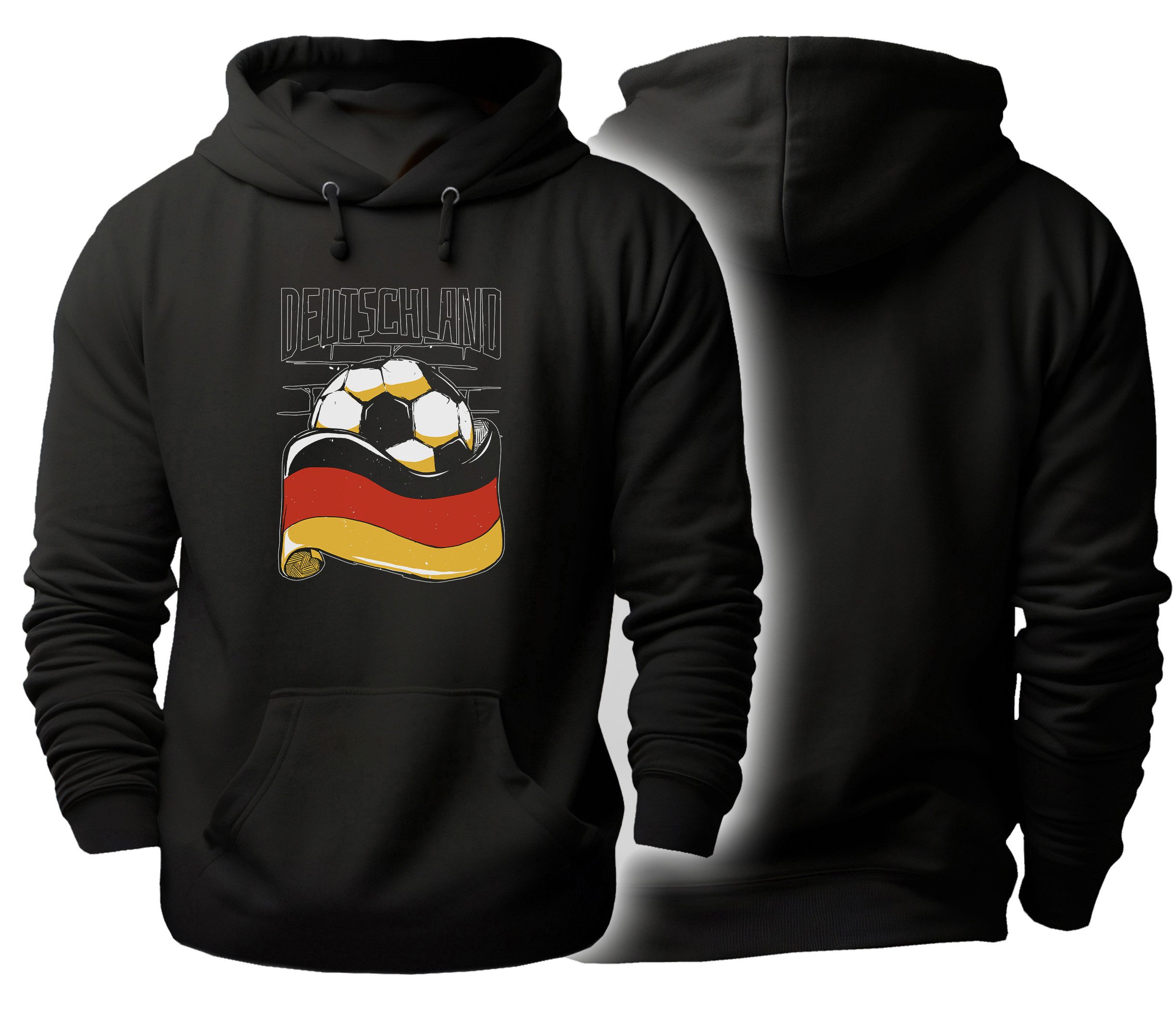 MyDesign24 Hoodie Fussball Kapuzen Pulli - Deutsche Nationalmannschaft Fanhoodie Herren und Damen Kapuzensweater i485