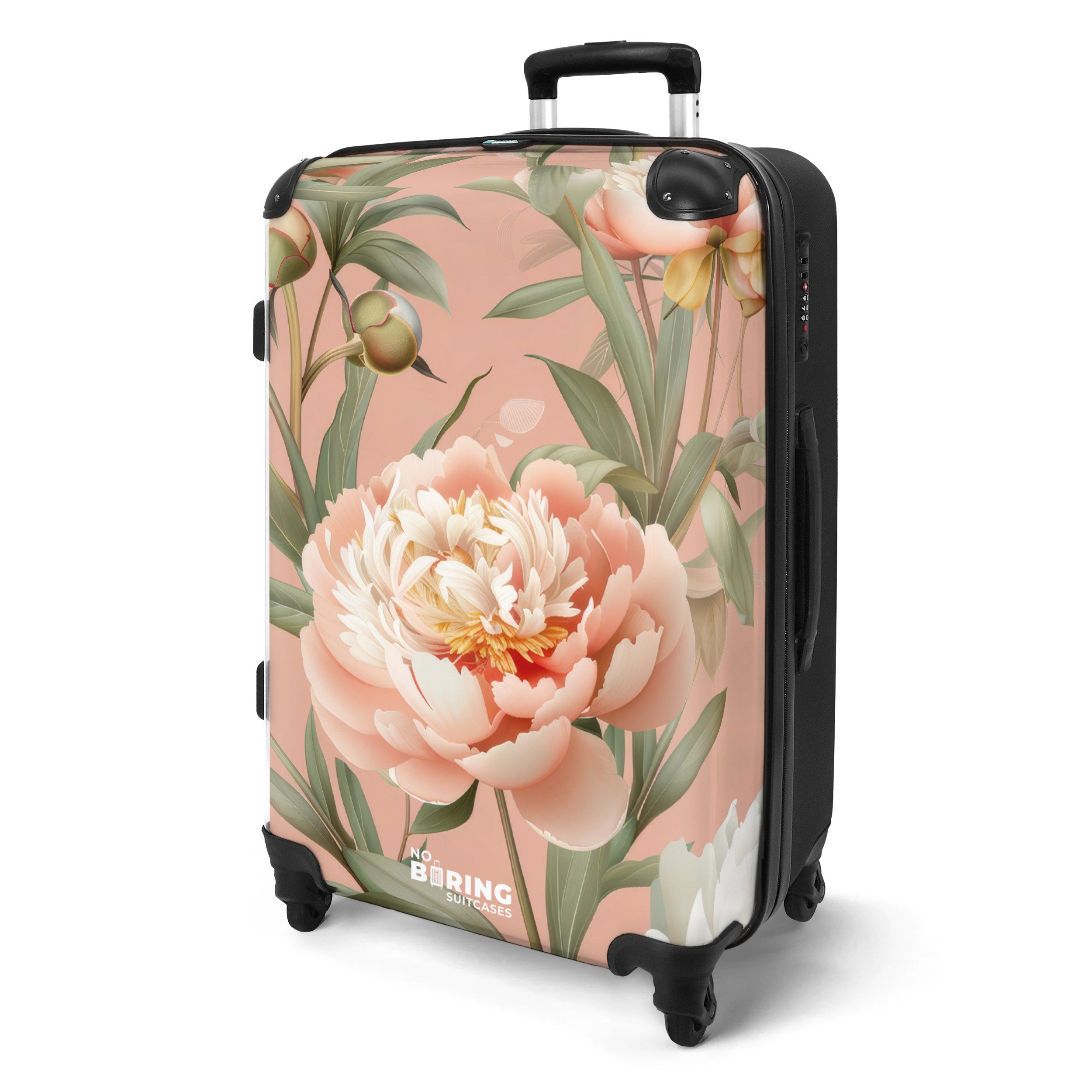 NoBoringSuitcases.com© Hartschalen-Trolley Rosa mit Pfingstrosen 67 günstig online kaufen