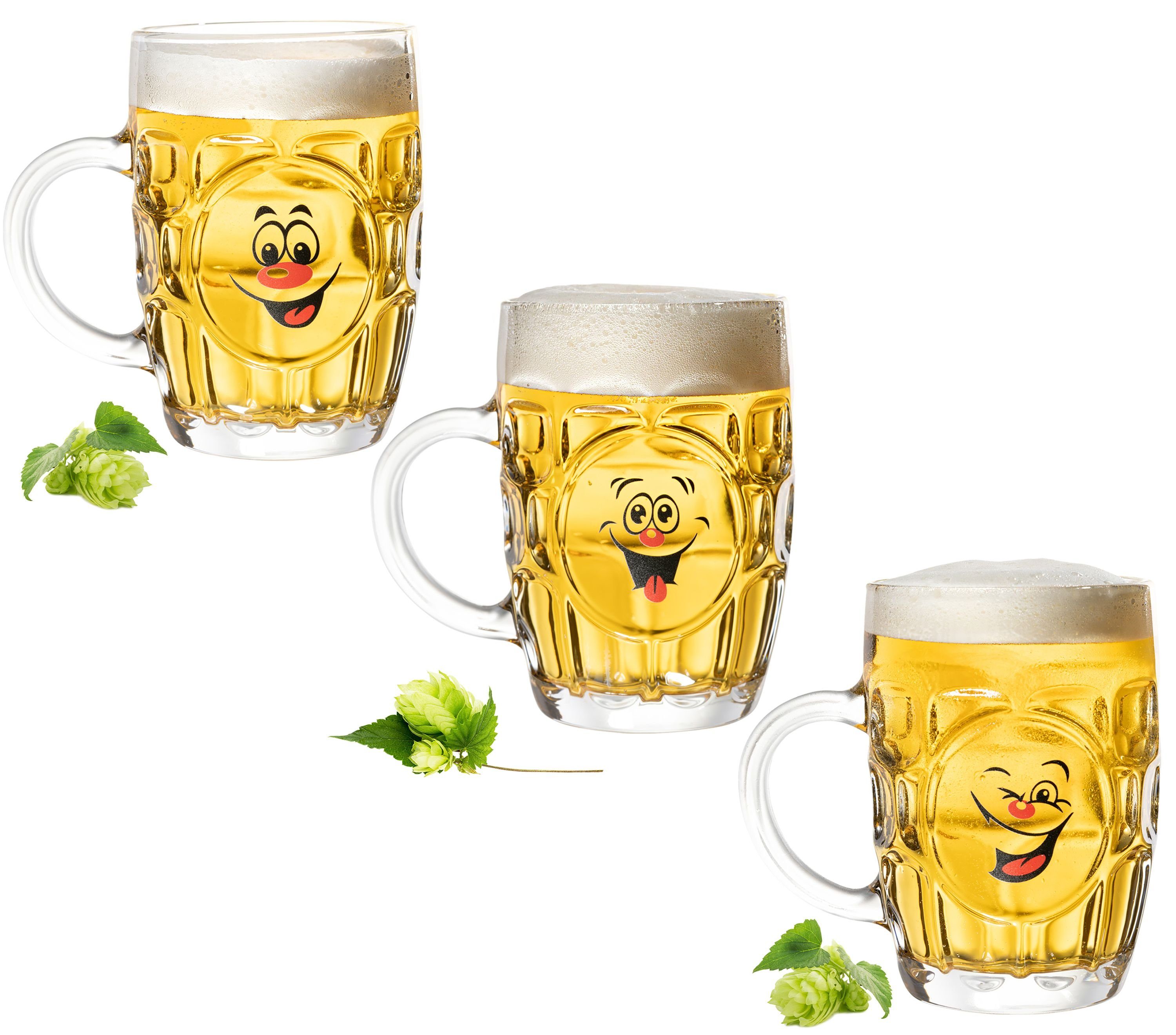PLATINUX Bierglas »Biergläser«, Glas, 0,5L (max 700ml) mit Henkel und