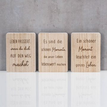 Levandeo® Dekoobjekt, Deko Aufsteller Schild H20cm 3er Set Deko-Tafel MDF Holz Natur Spruch