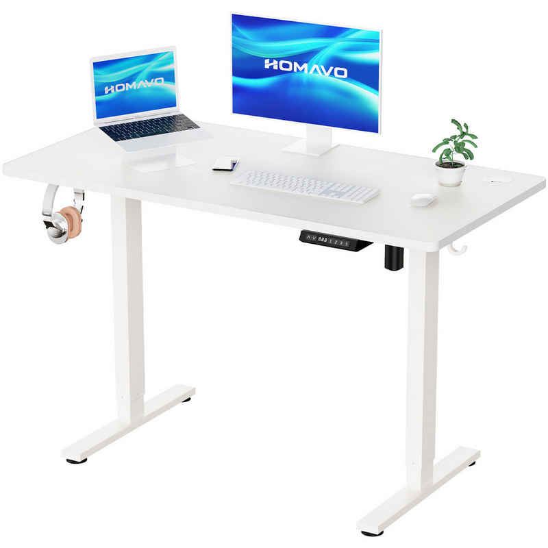 HOMAVO Schreibtisch Höhenverstellbarer schreibtisch mit Memory- und Rebound-Funktion, USB/Typ C,Länge 120 cm, Länge 140, zwei Größen