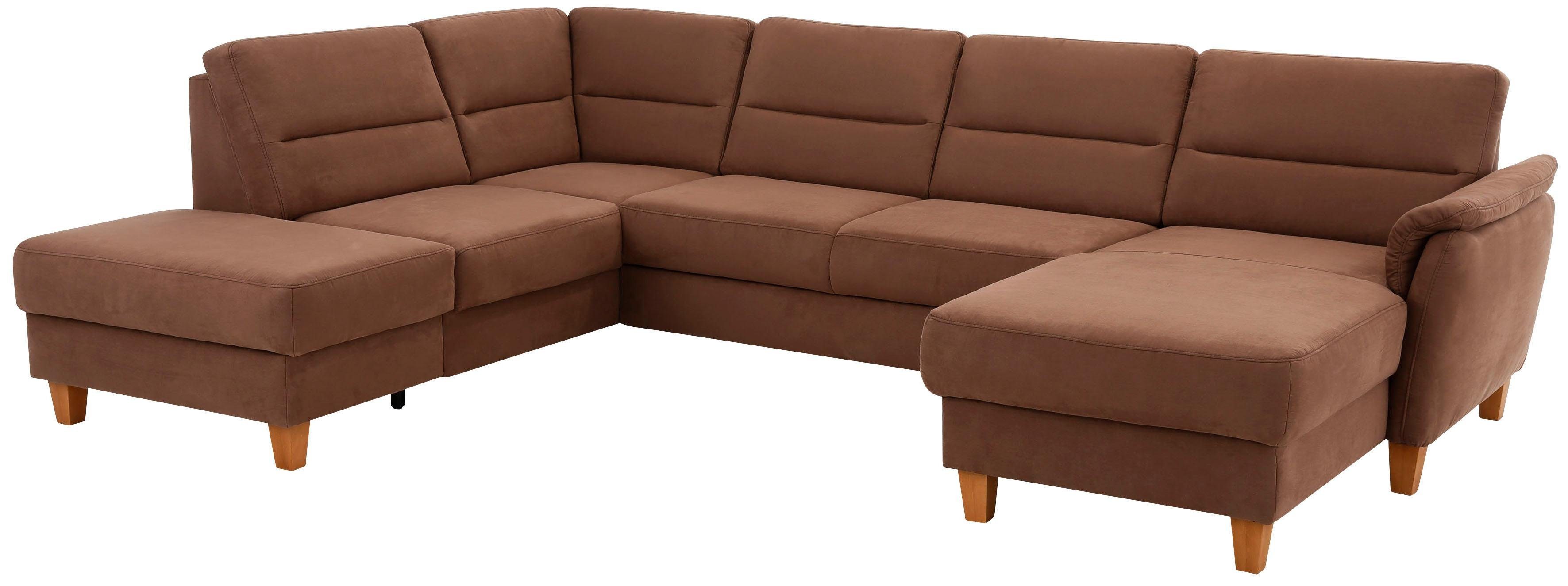 Home affaire Wohnlandschaft Palmera U-Form, B: 308 cm, optional Schlaffunktion & Bettkasten, Federkern