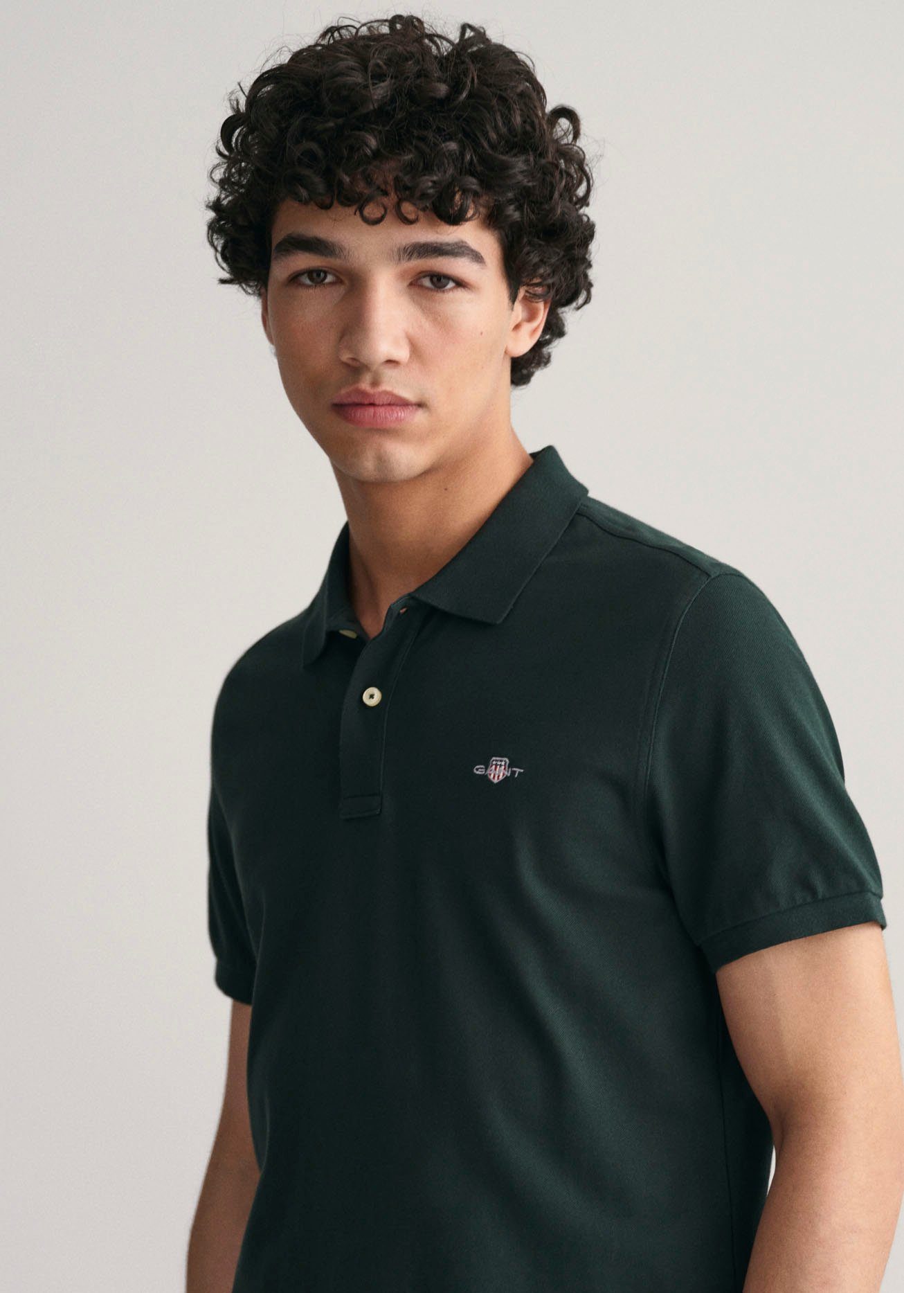 Gant Poloshirt REG SHIELD TARTAN auf POLO Logostickerei mit GREEN PIQUE Brust SS der
