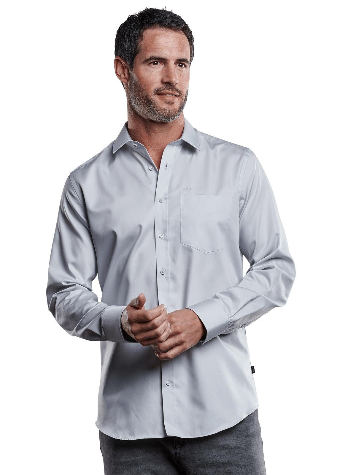 Engbers Langarmhemd engbers Herren Hemd "My Favorite", Silbergrau günstig online kaufen