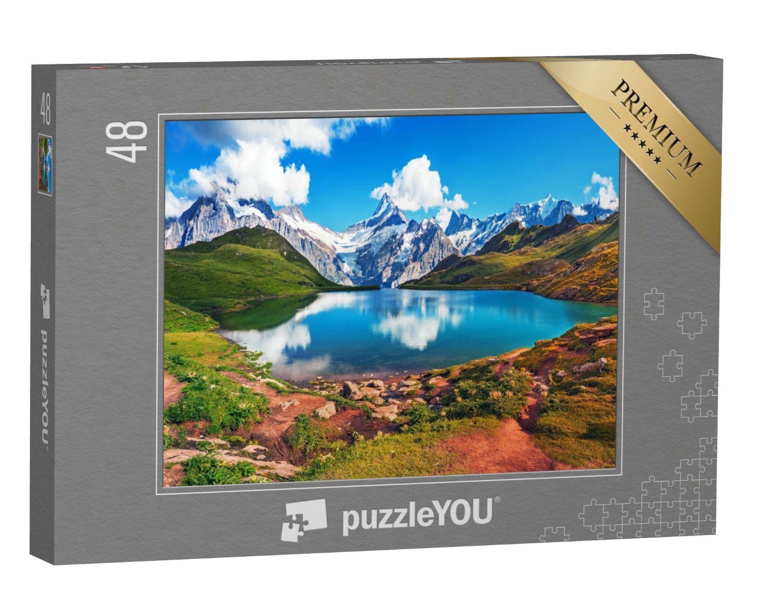 puzzleYOU Puzzle Berner Kette und Bachalpsee in den Schweizer Alpen, 48 Puzzleteile, puzzleYOU-Kollektionen Landschaft