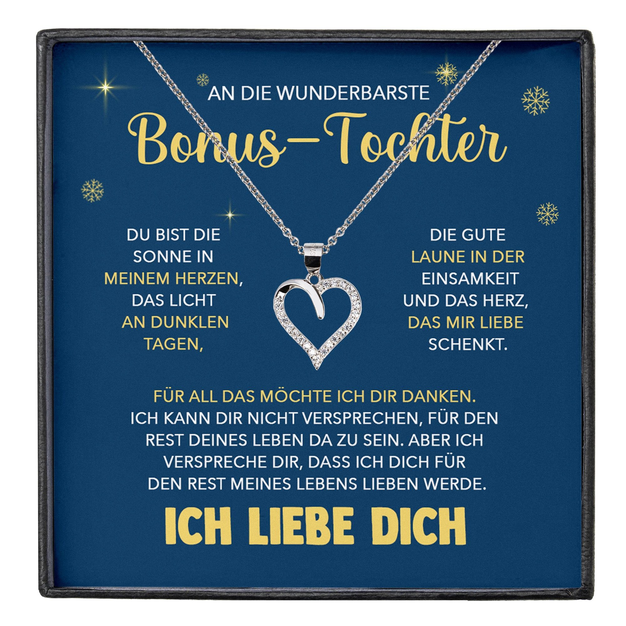 Schmuckset Stieftochter Geschenk Bonus-Tochter Mädchen Herz Halskette Frauen