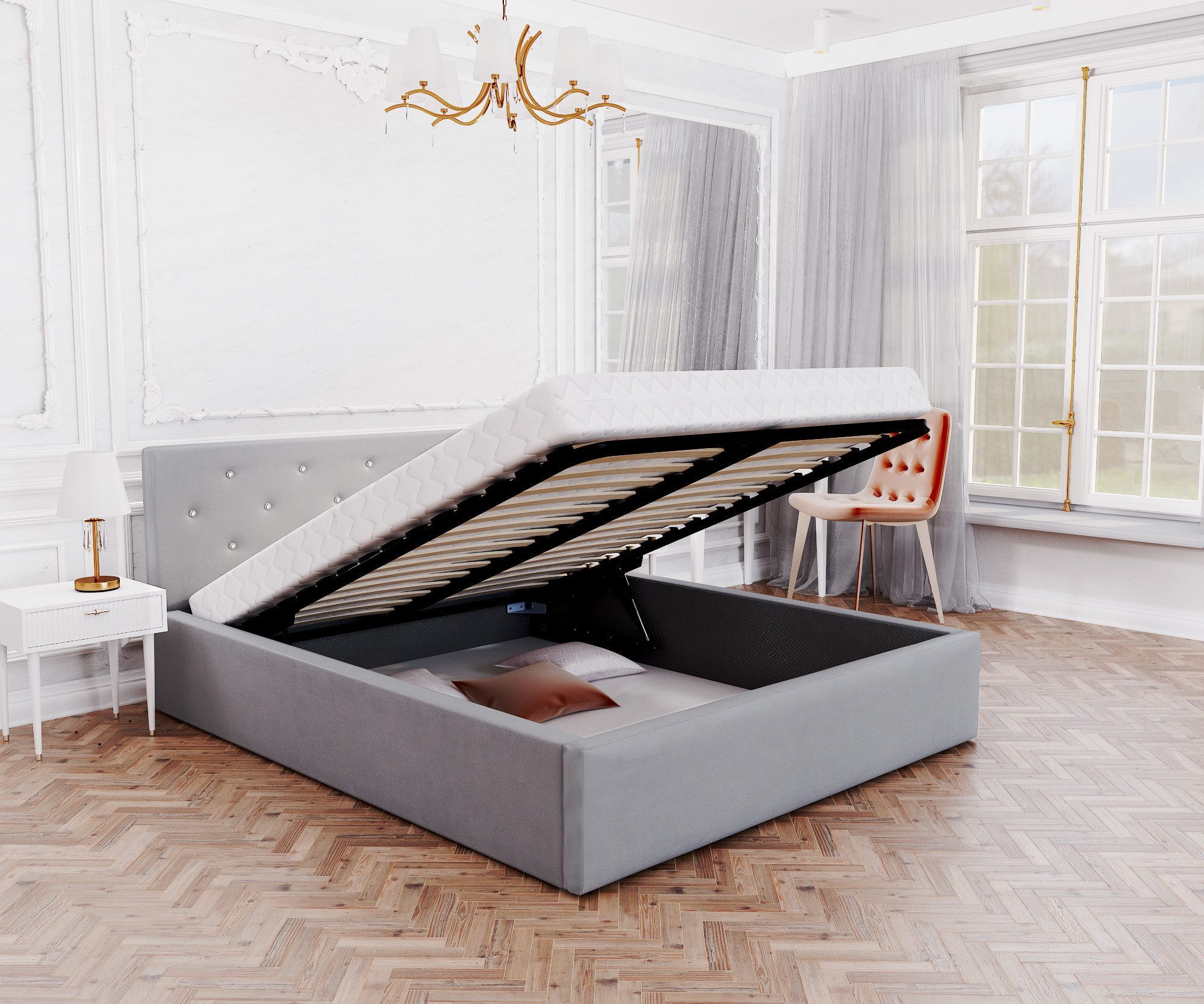 thematys Polsterbett Bett Stauraumbett aus Velours, 120x200, 140x200, 160x2 günstig online kaufen