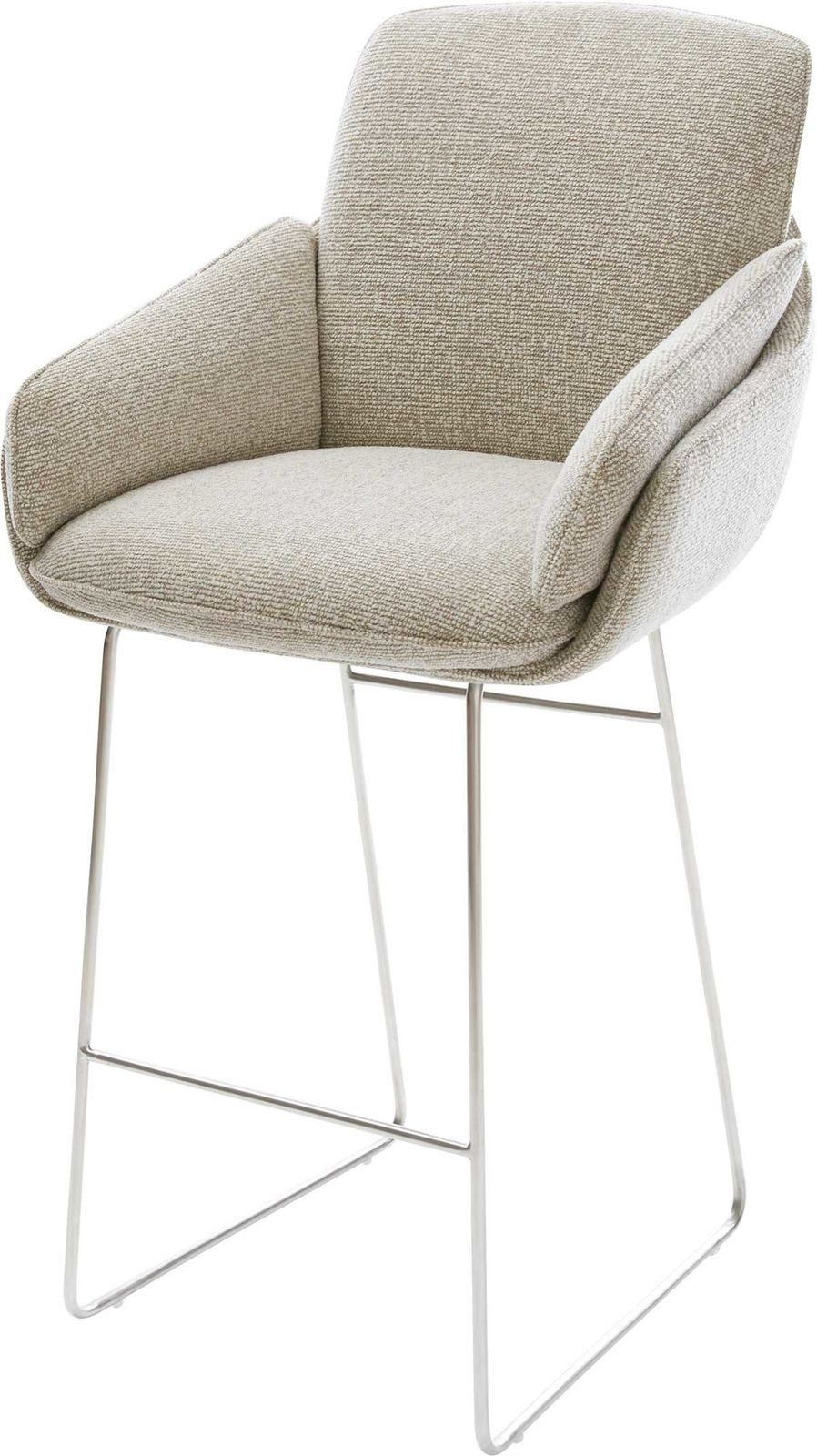 DELIFE Barhocker Luan-Flex, Kufengestell Edelstahl Silberfarben Webstoff Soft Beige